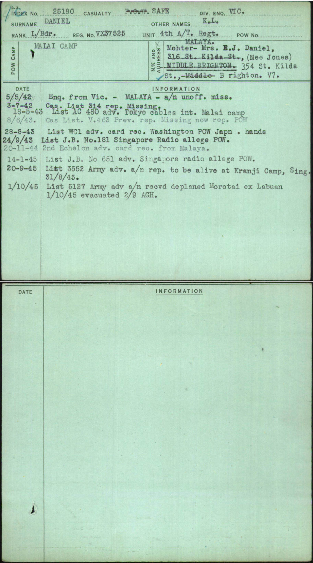 Daniel, K L, VX37525