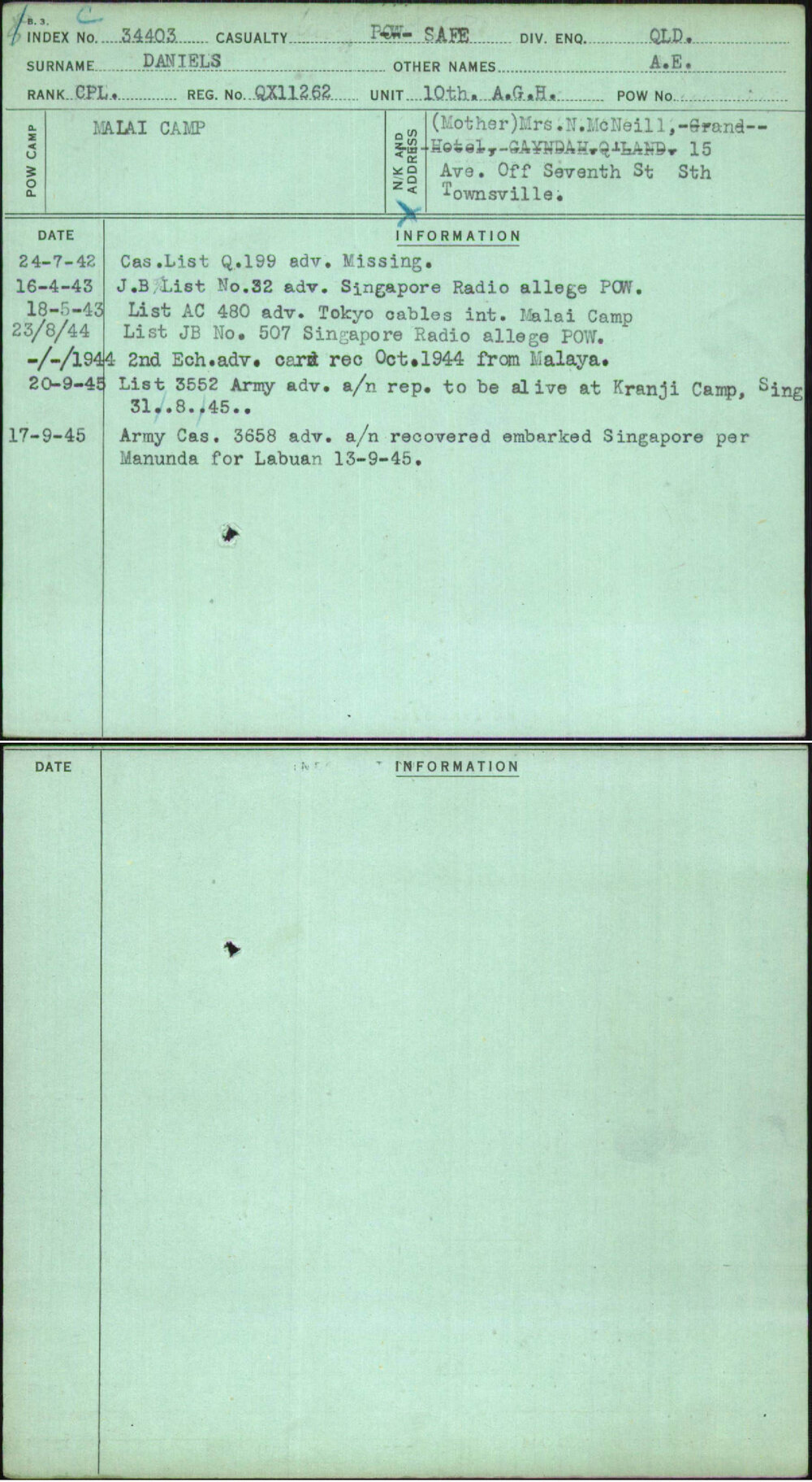 Daniels, A E, QX11262