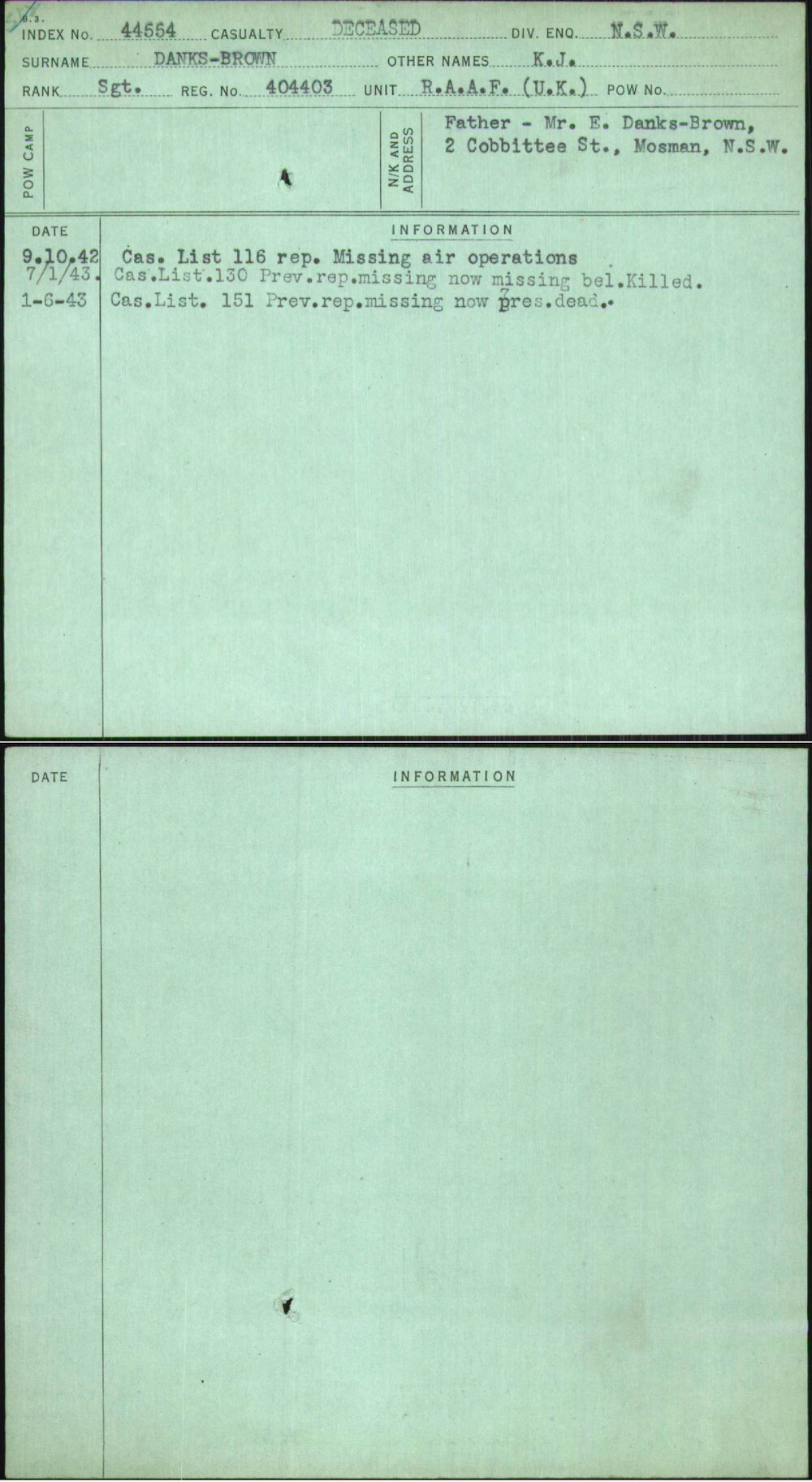 Danks-Brown, K J, 404403