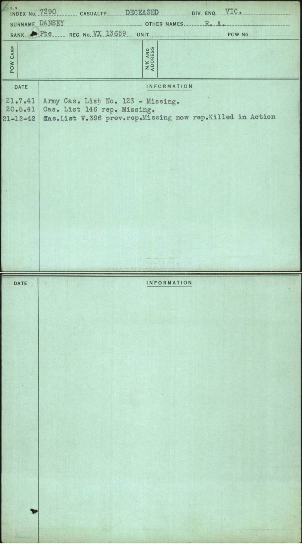 Dansey, R A, VX13659