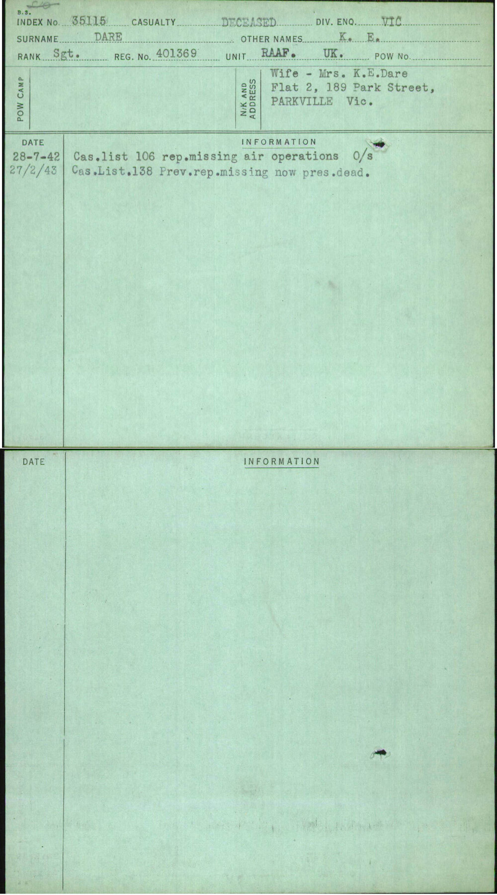 Dare, K E, 401369