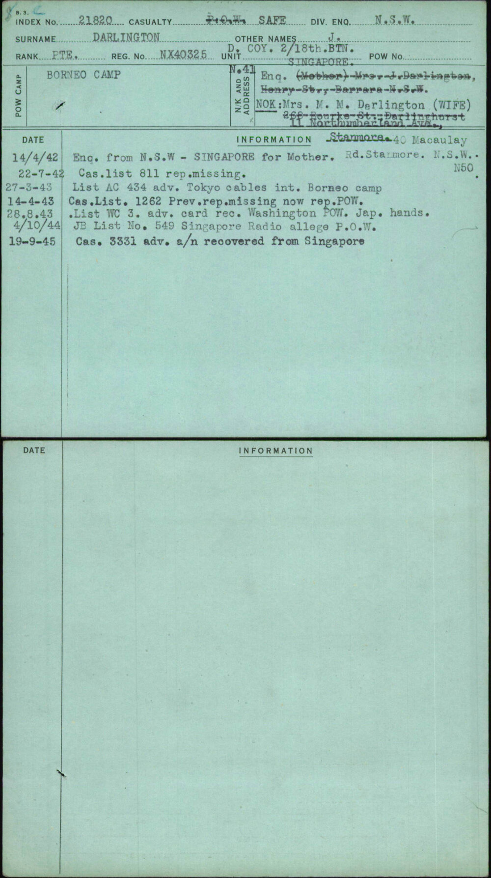 Darlington, J, NX40325