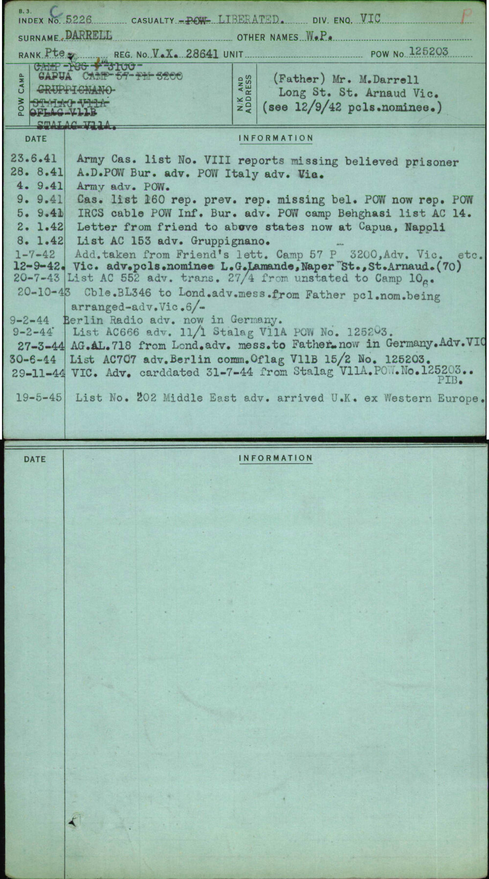 Darrell, W P, VX28641