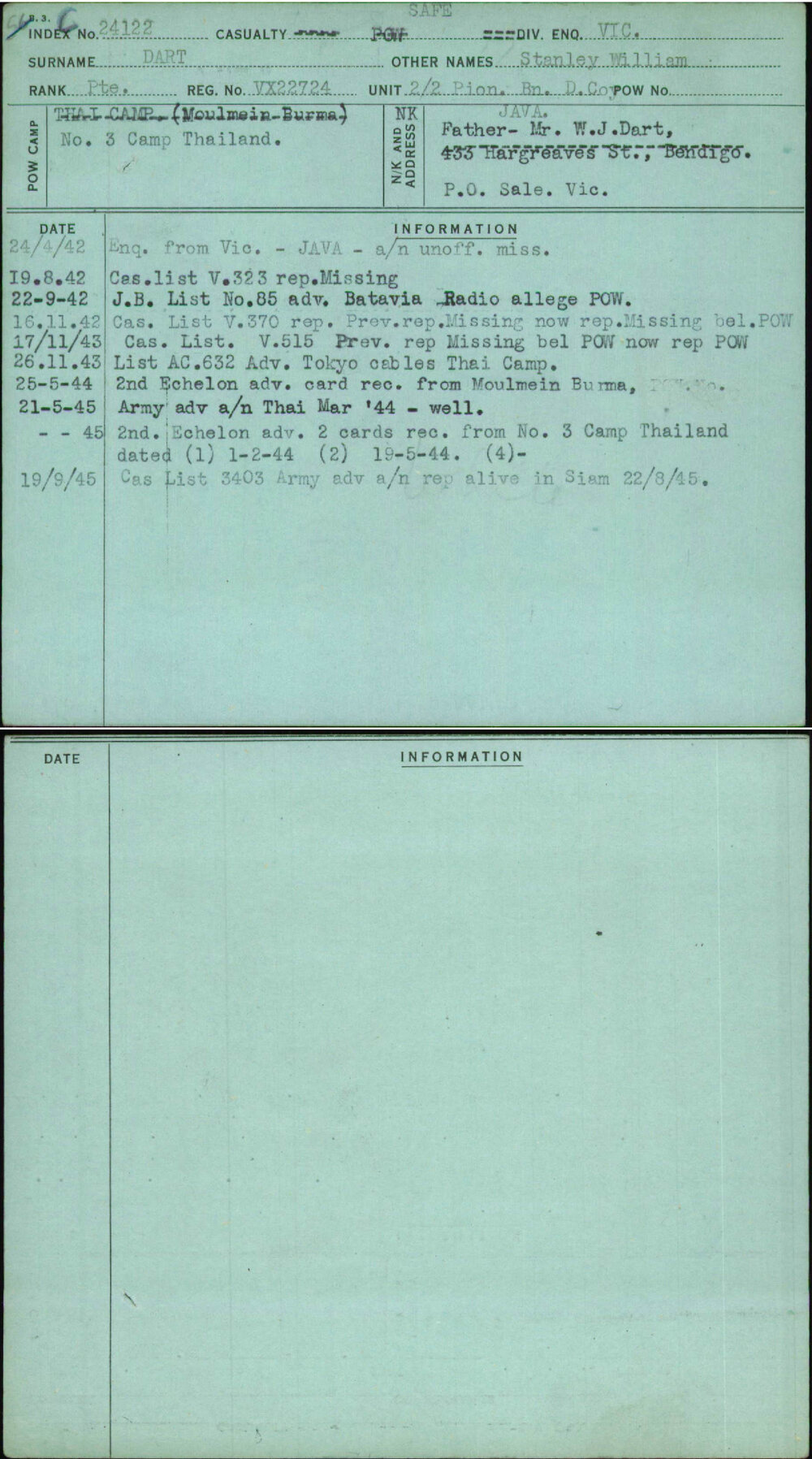 Dart, Stanley William, VX22724