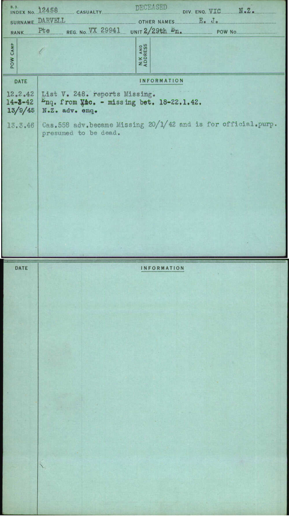 Darvell, E J, VX29941