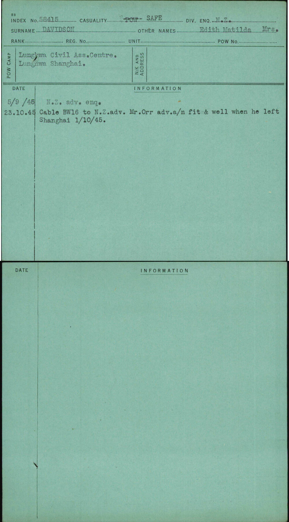 Davidson, Edith Matilda Mrs, [No Service Number]