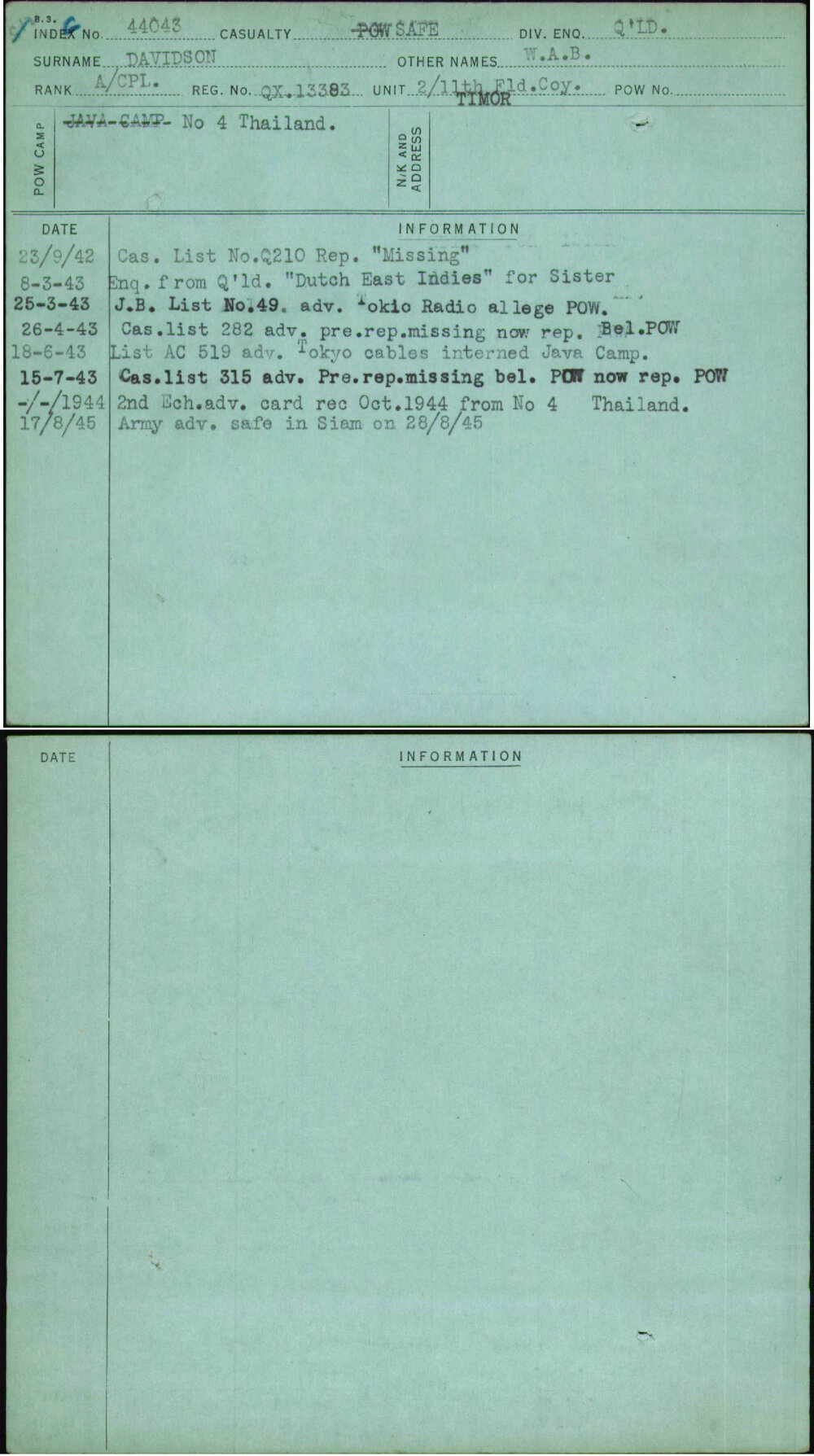 Davidson, W A B, QX13383