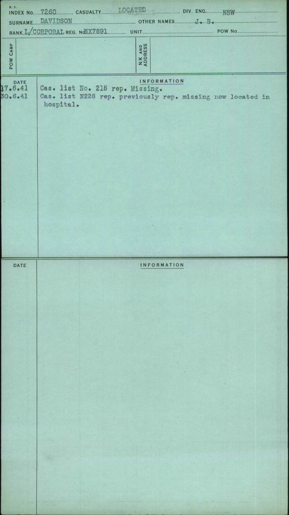 Davidson, J B, NX7891