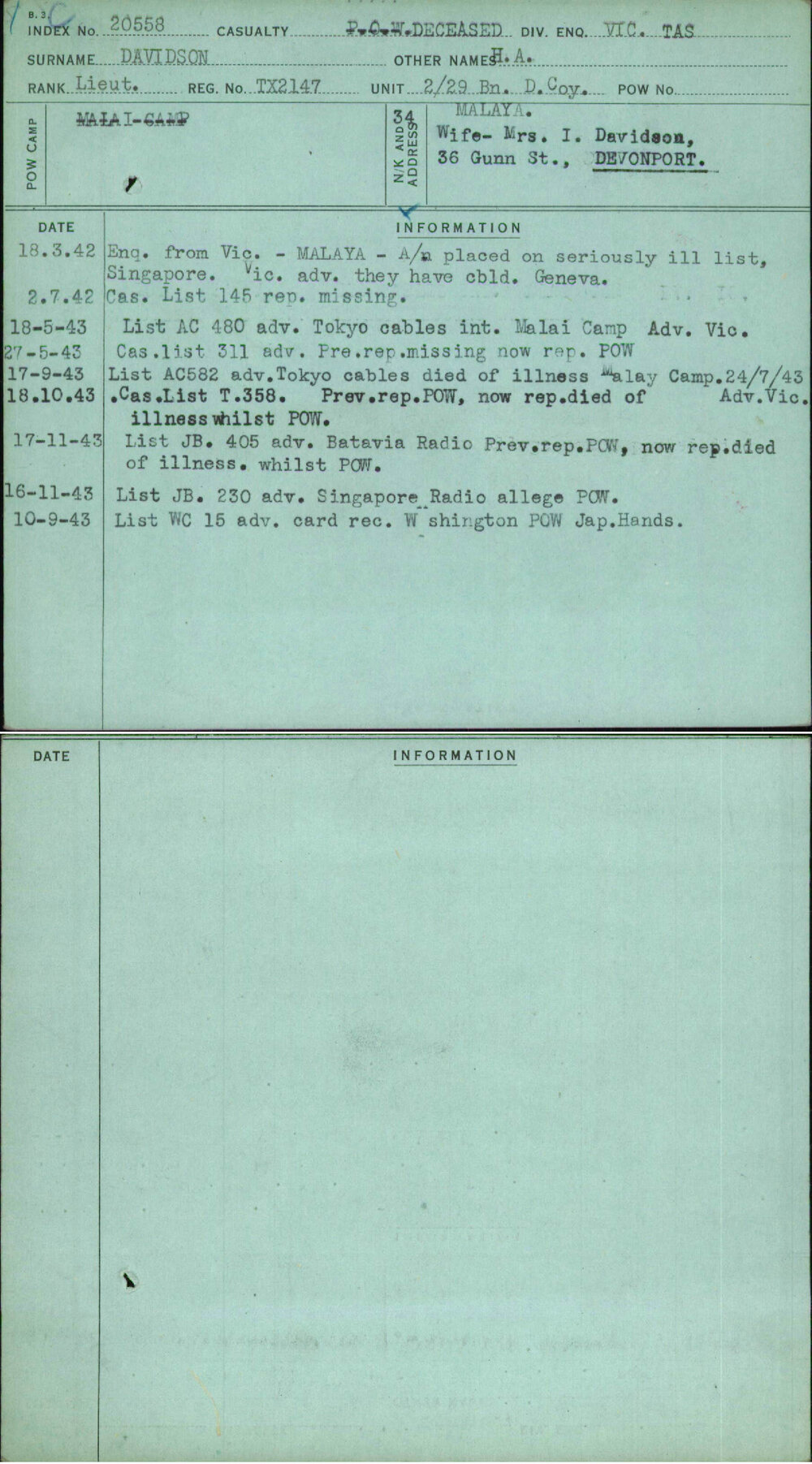 Davidson, H A, TX2147