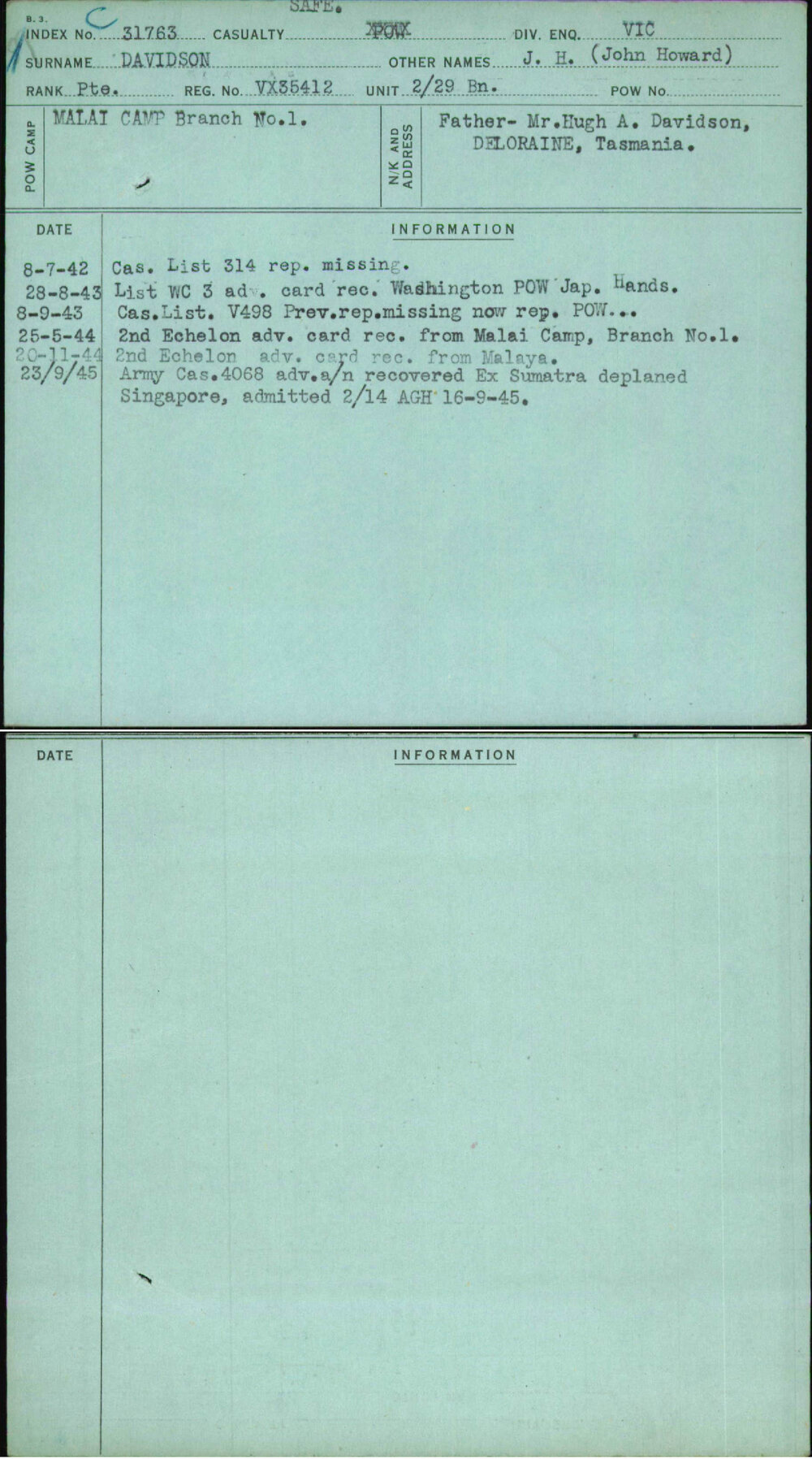 Davidson, J H (John Howard), VX35412