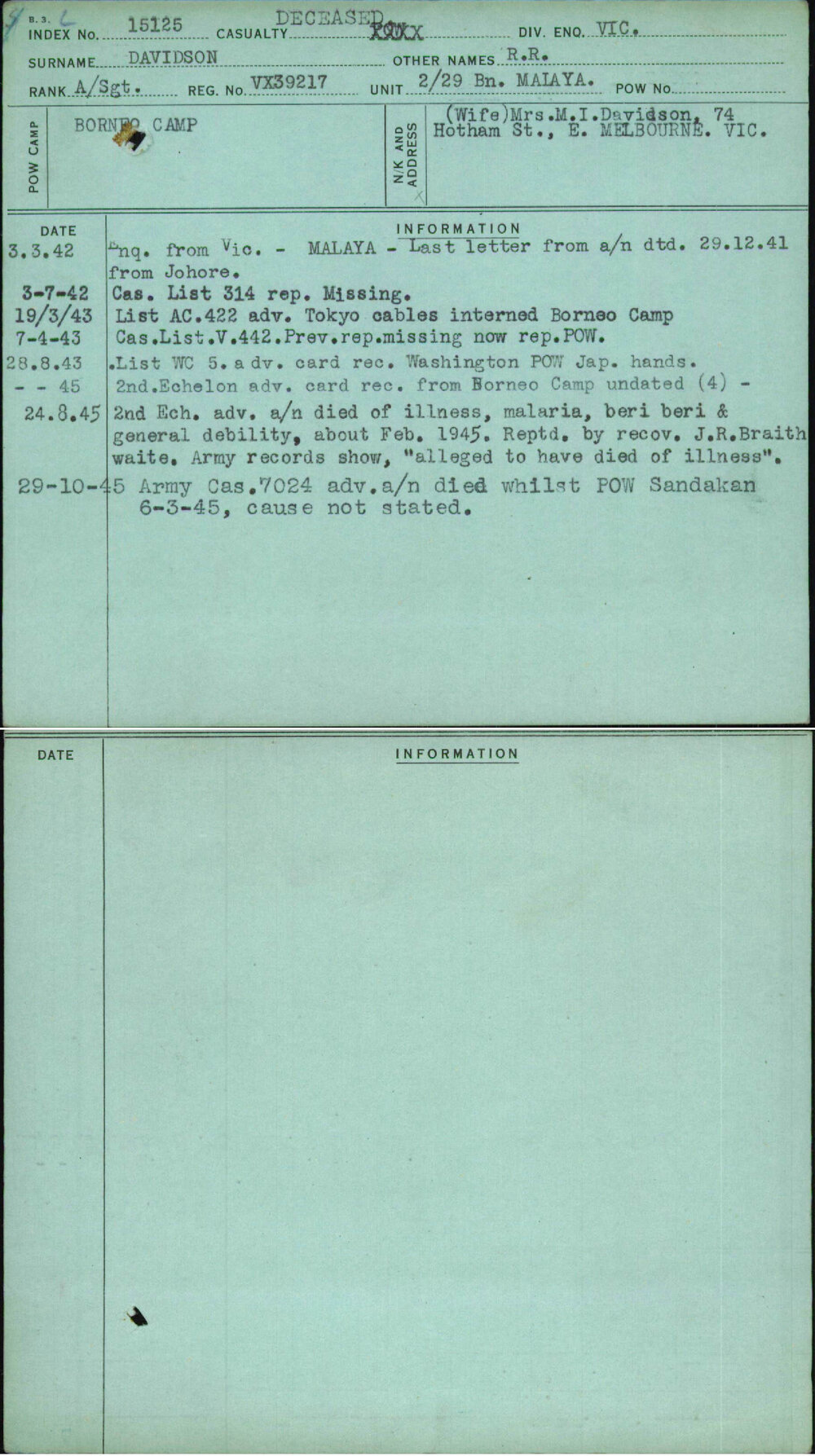 Davidson, R R, VX39217