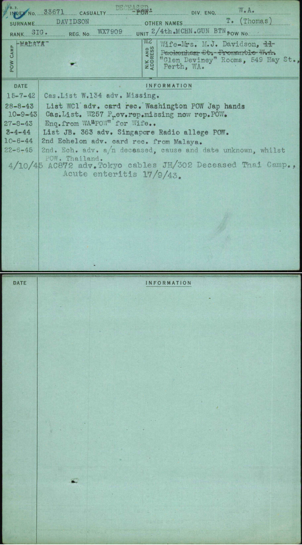 Davidson, T (Thomas), WX7909