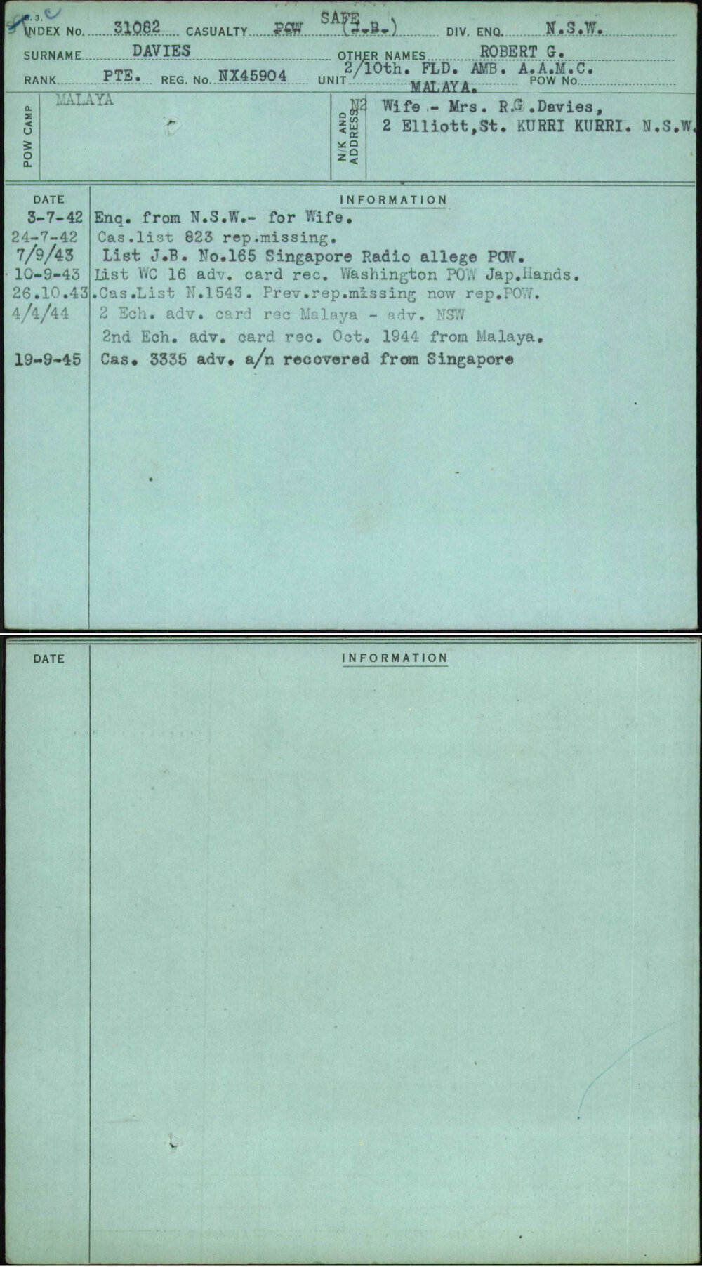 Davies, Robert G, NX45904