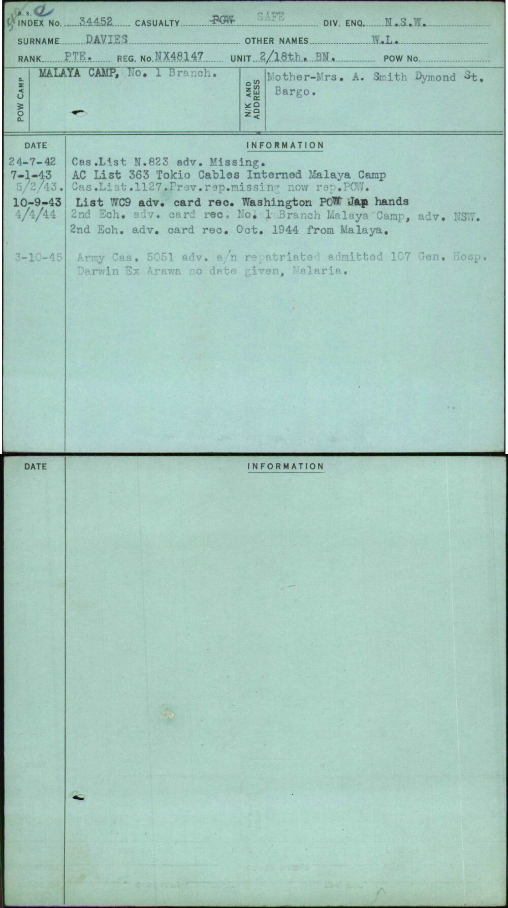 Davies, W L, NX48147