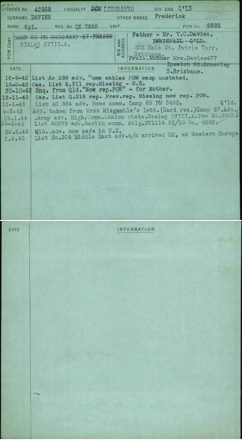 Davies, Frederick, QX7535