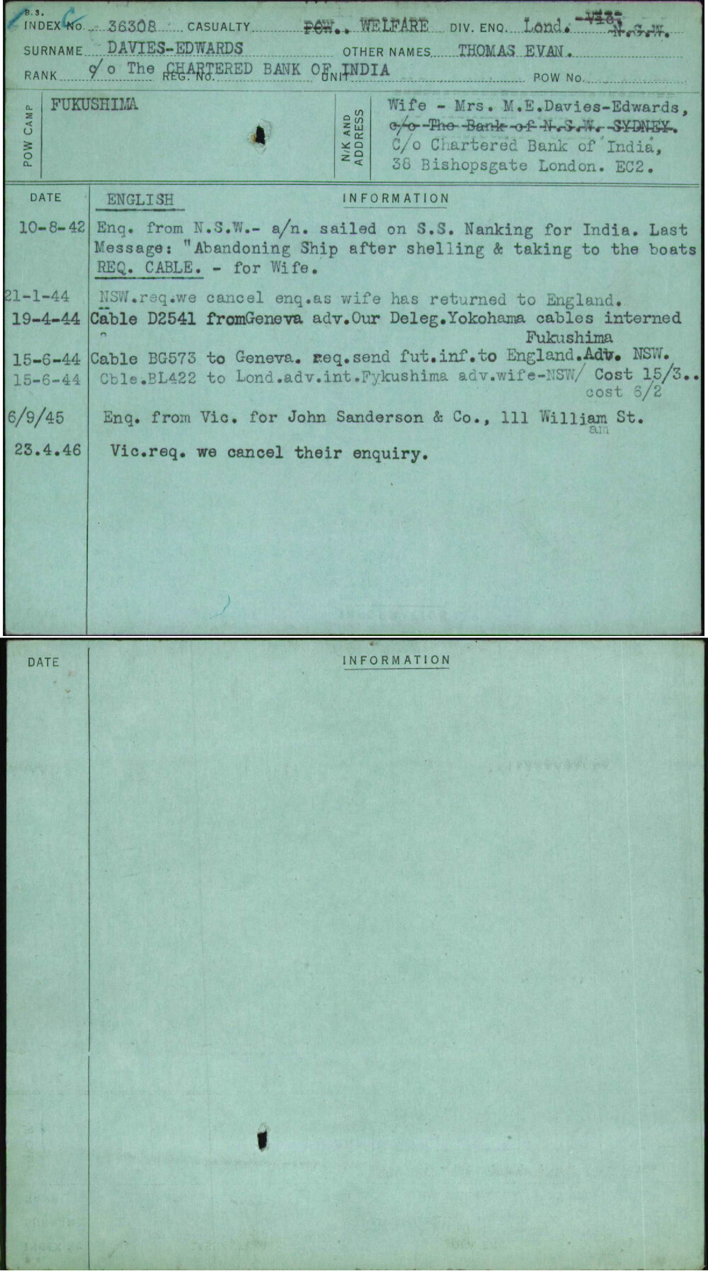 Davies-Edwards, Thomas Evan, [No Service Number]