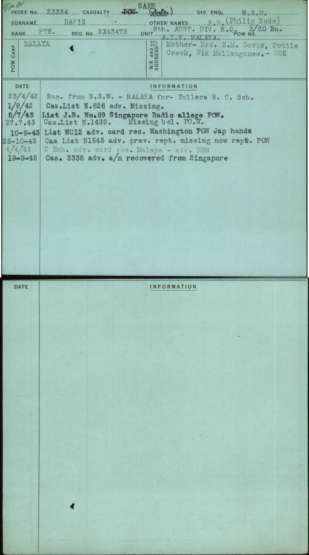 Davis, P R (Philip Bede), NX43473