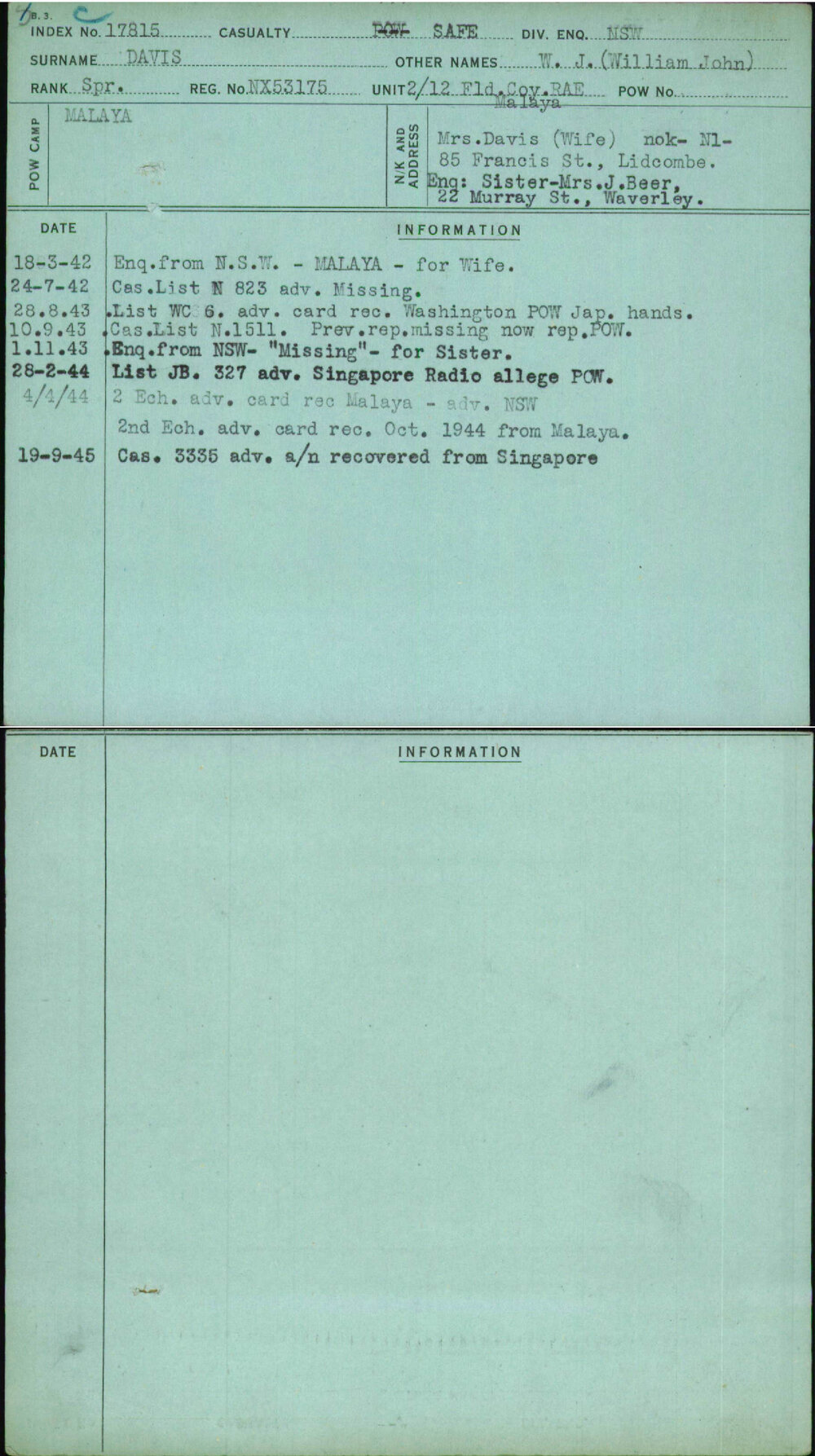 Davis, W J (William John), NX53175