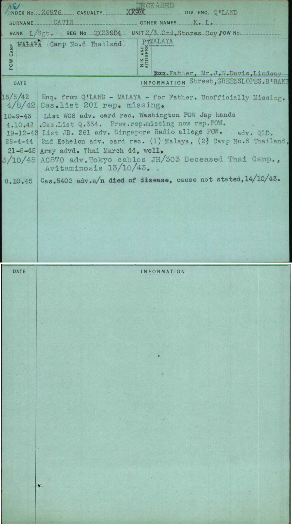 Davis, K L, QX23904