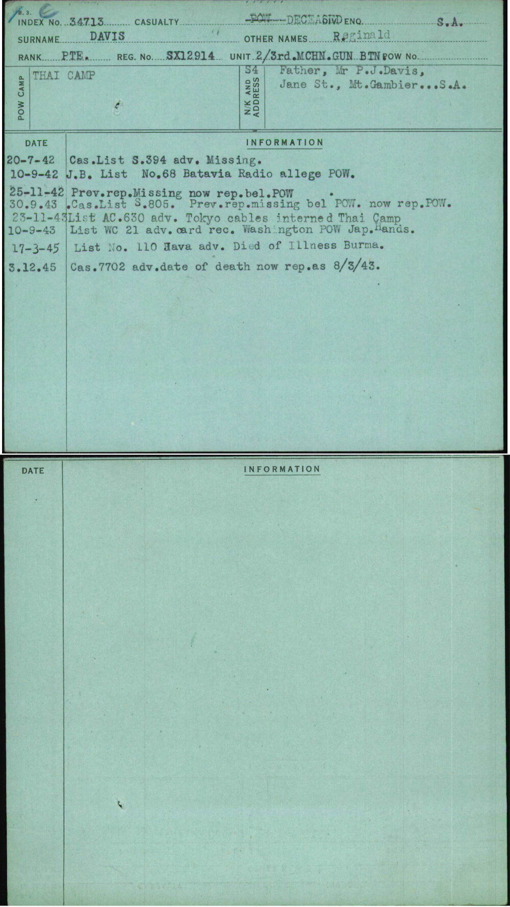 Davis, Reginald, SX12914