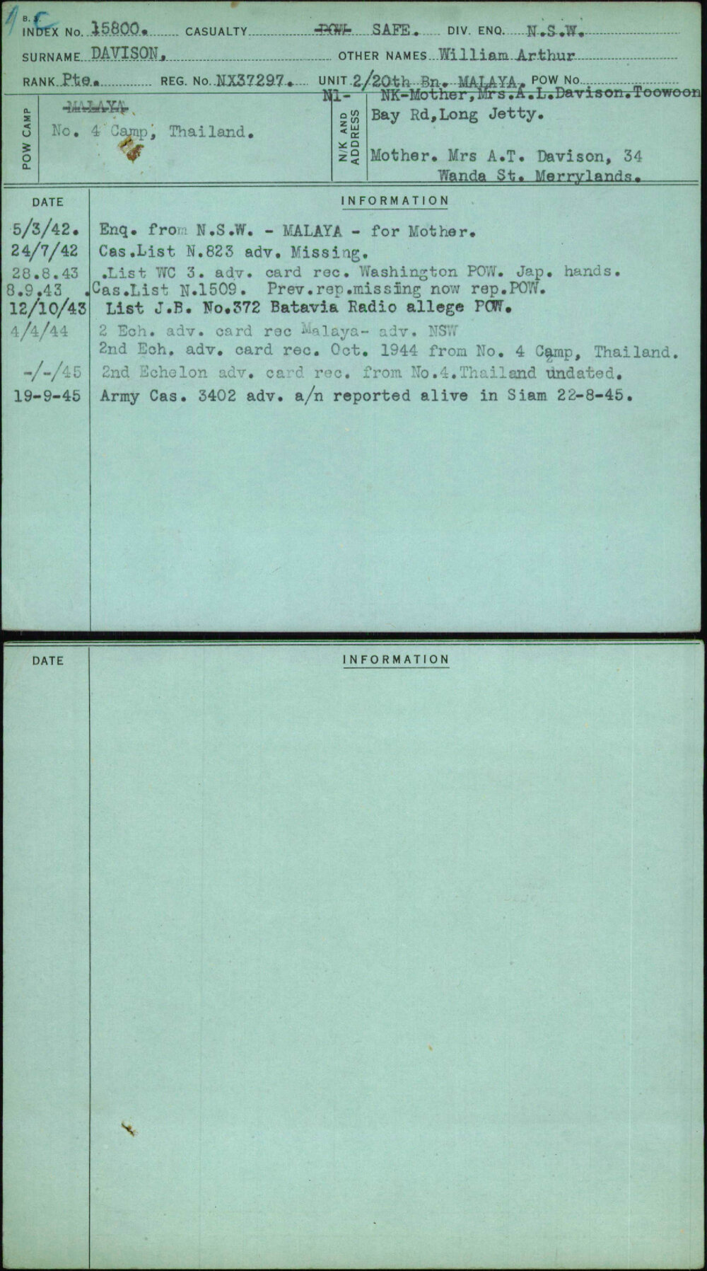 Davison, William Arthur, NX37297