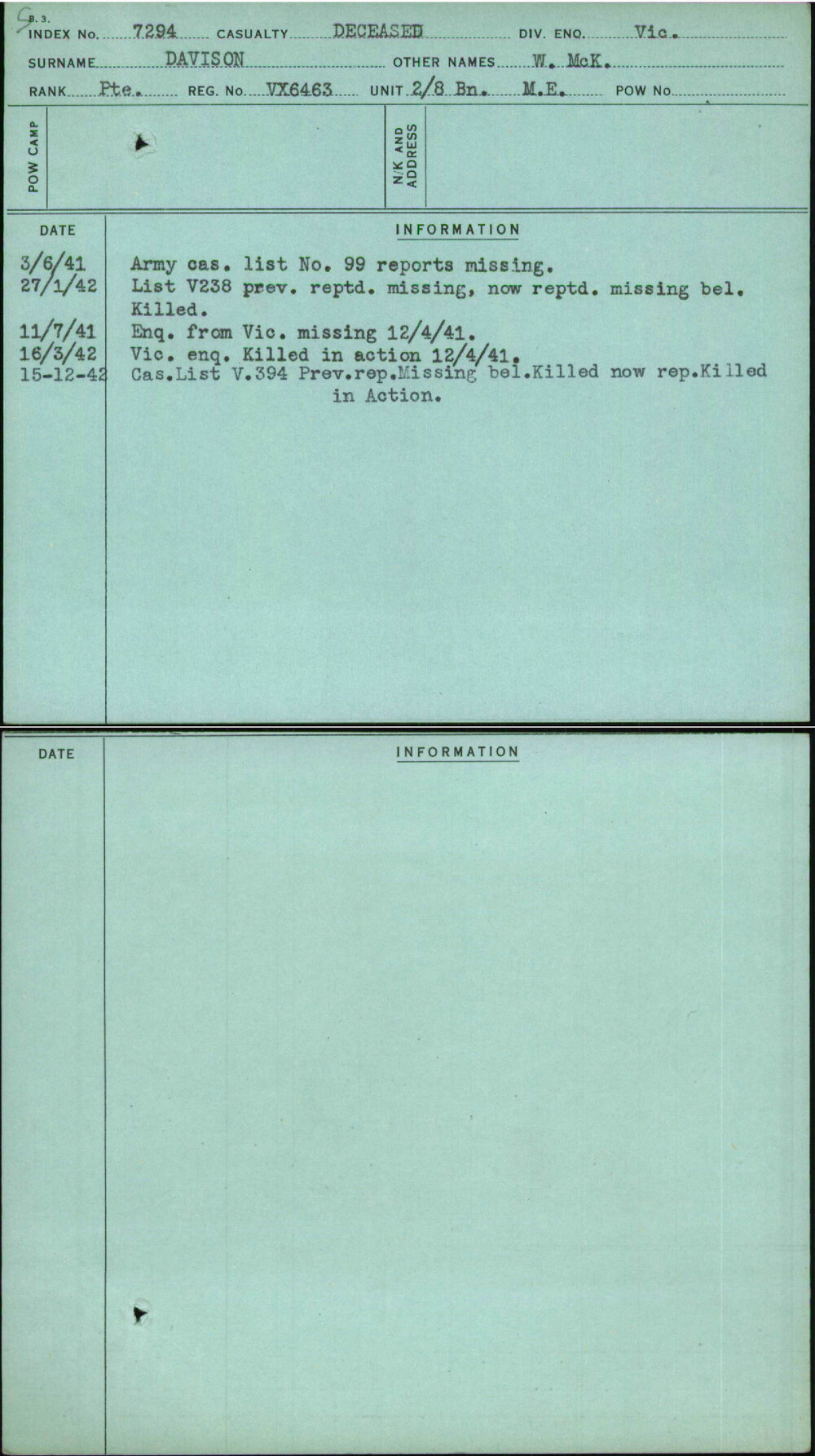 Davison, W Mck, VX6463