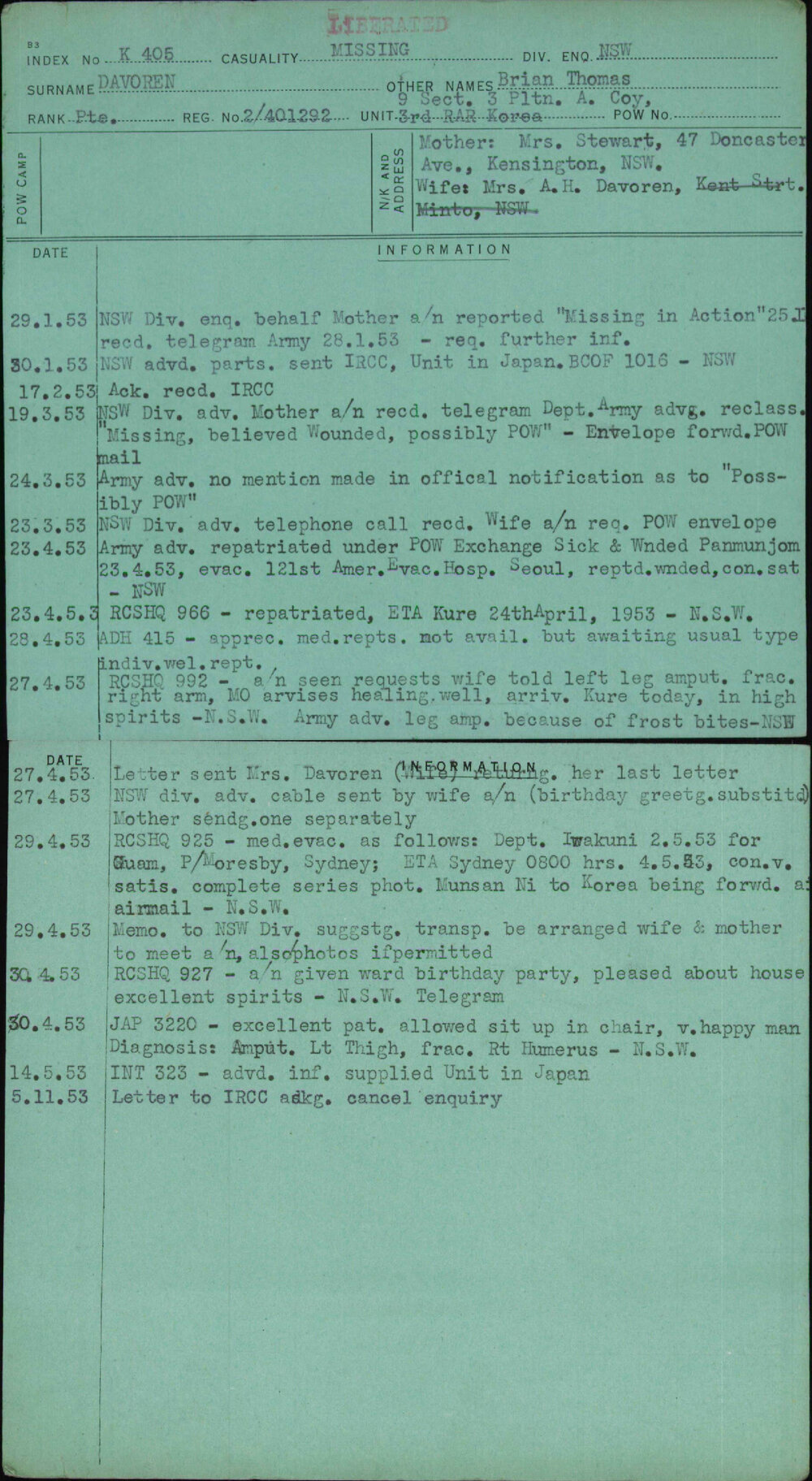 Davoren, Brian Thomas, 2-401292