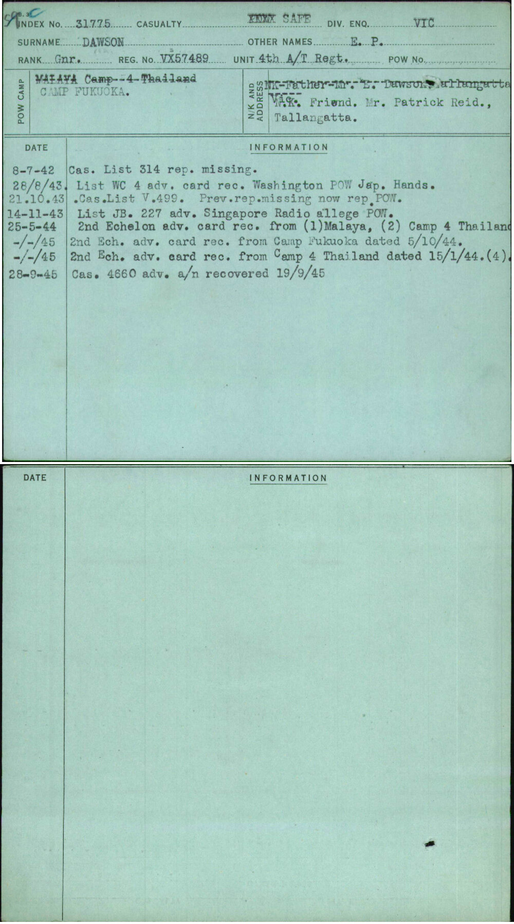 Dawson, E P, VX57489