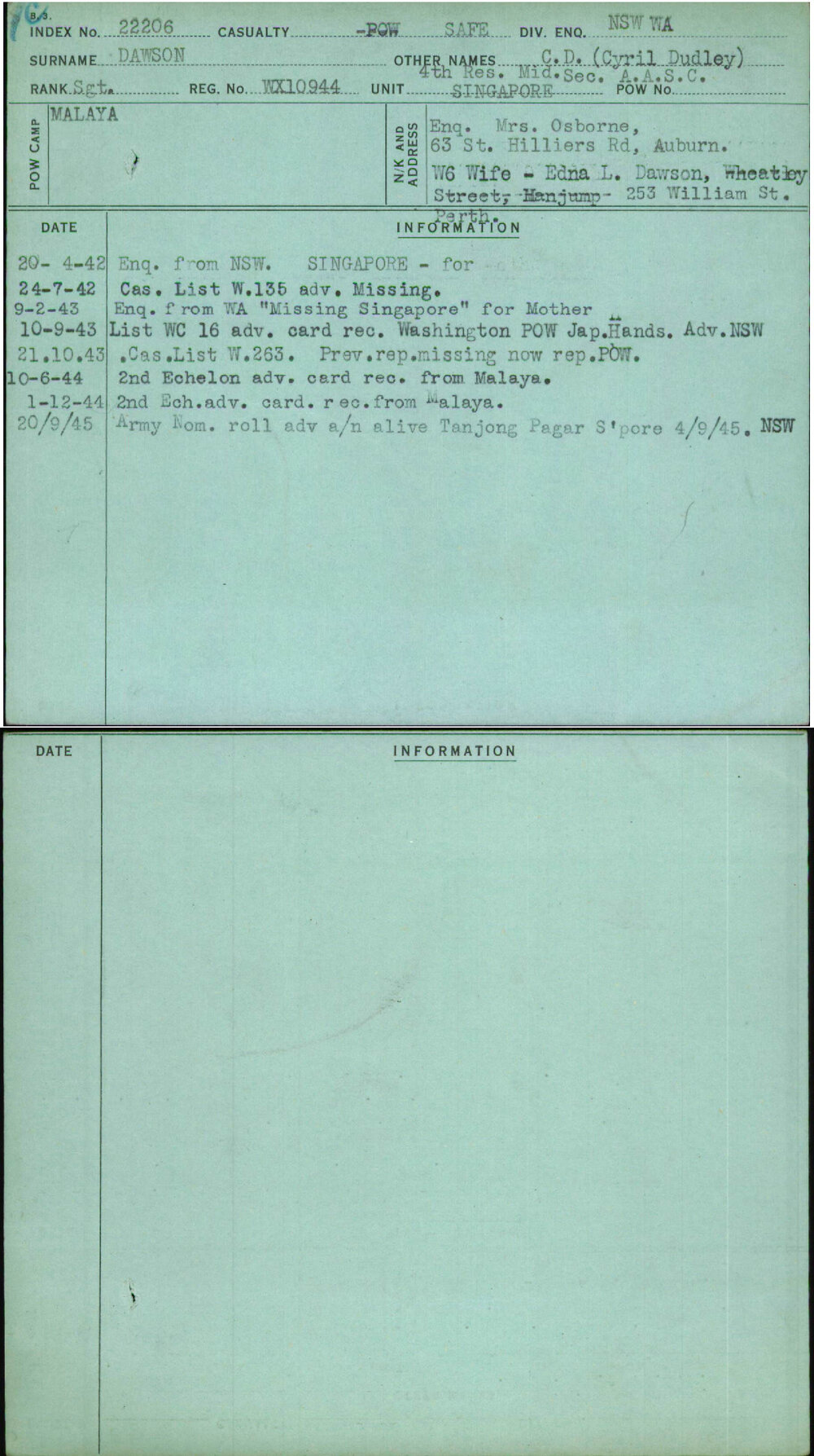 Dawson, C D (Cyril Dudley), WX10944