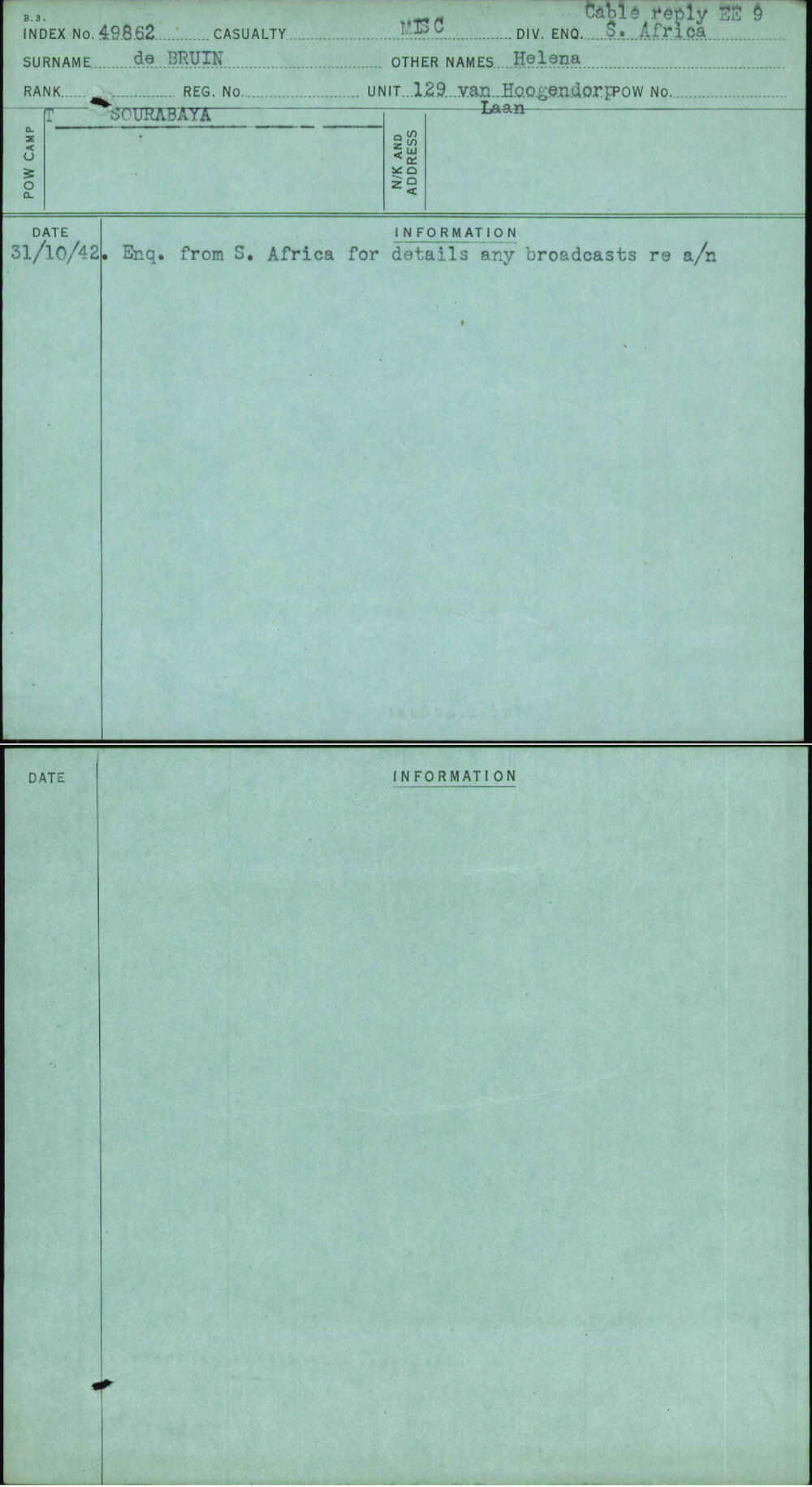 De Bruin, Helena, [No Service Number]