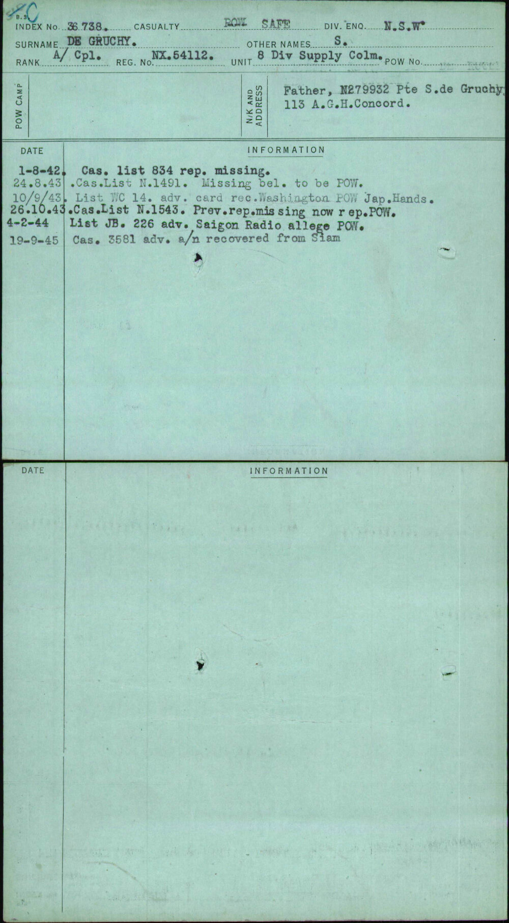 De Gruchy, S, NX54112