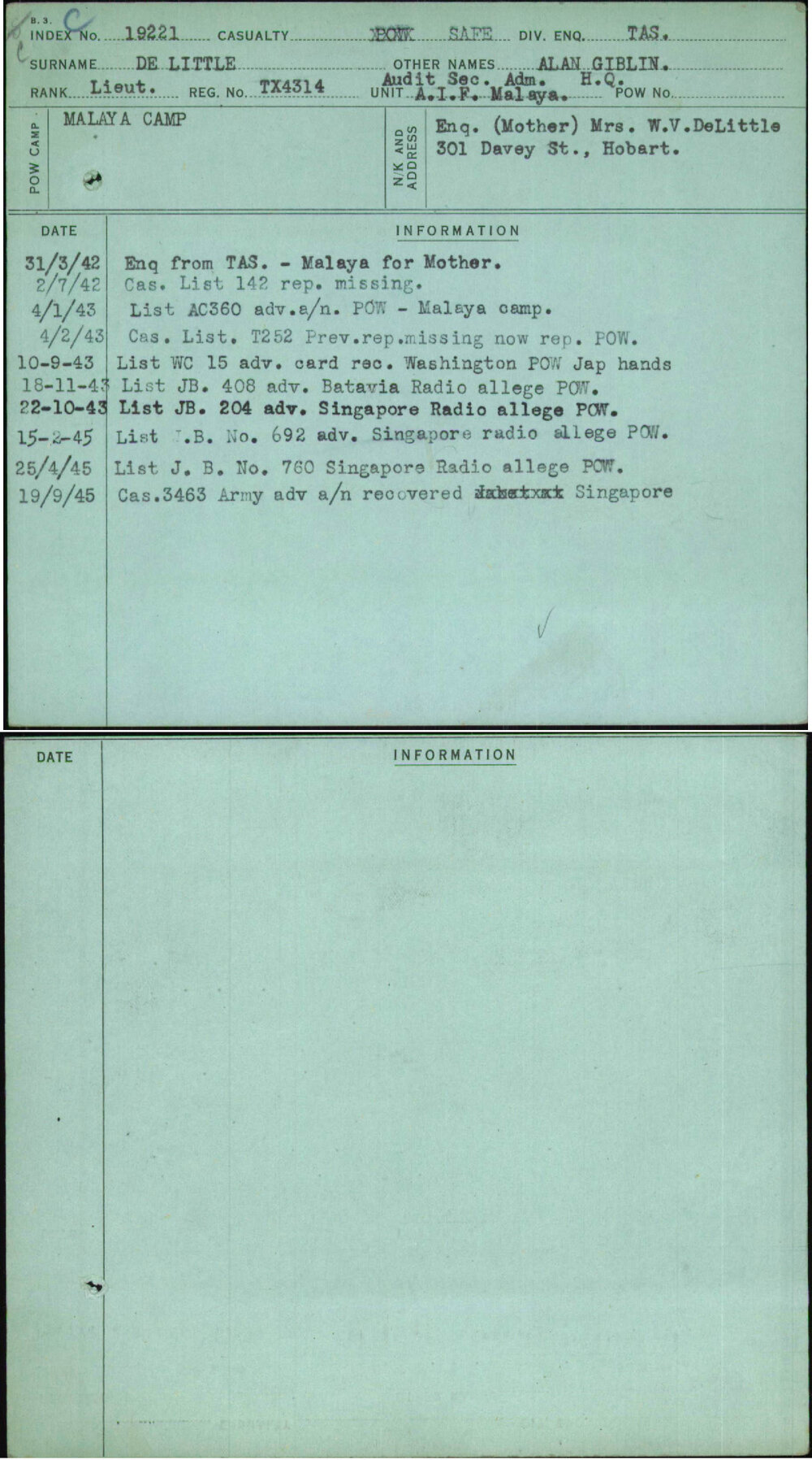 De Little, Alan Giblin, TX4314