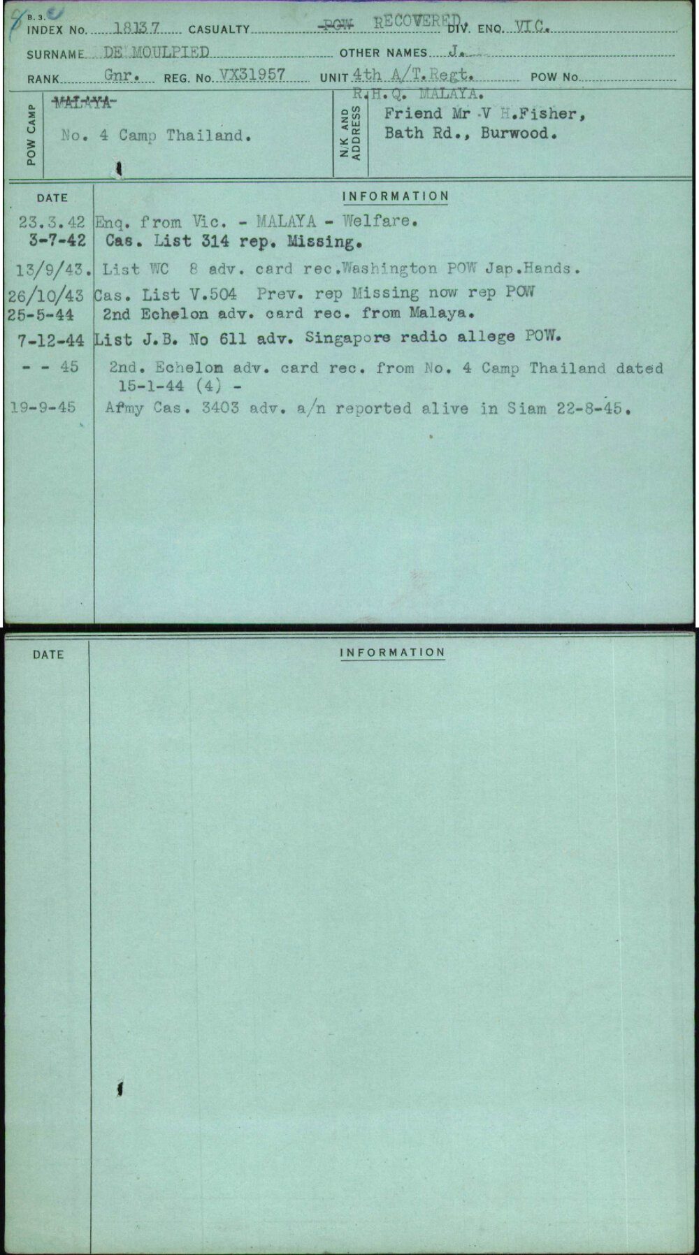 De Moulpied, J, VX31957
