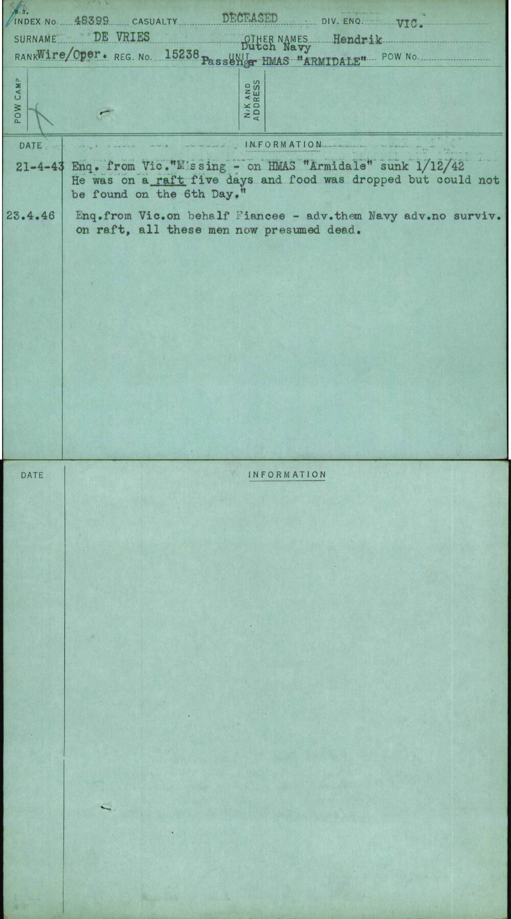 De Vries, Hendrik, 15238