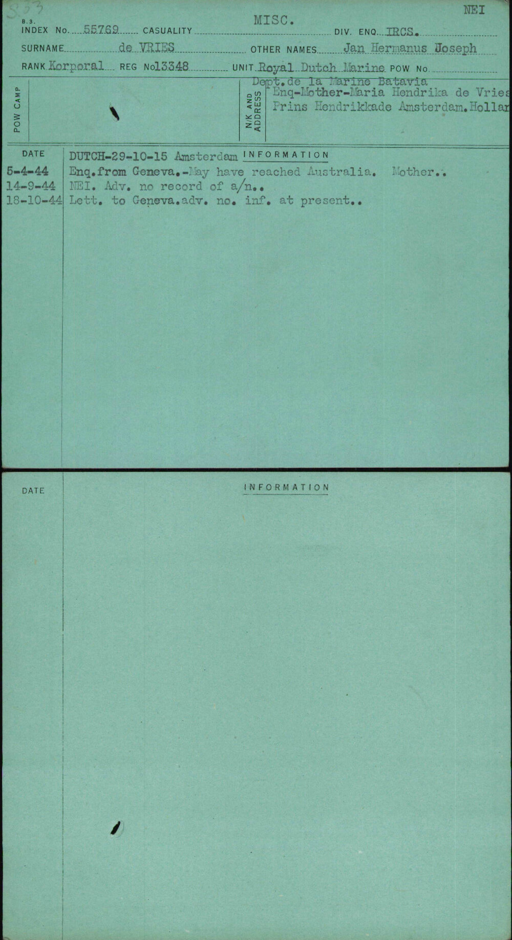 De Vries, Jan Hermanus Joseph, 13348