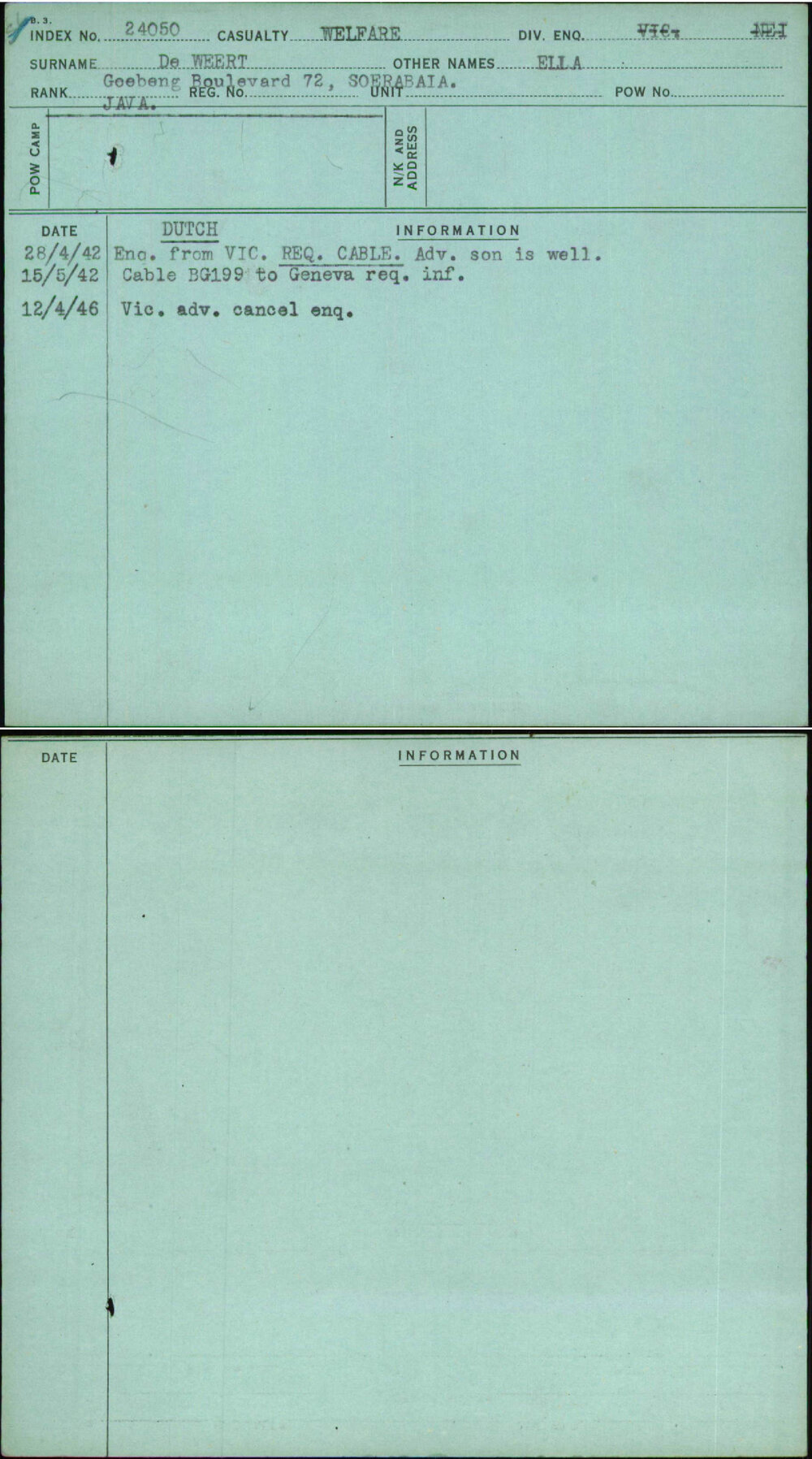 De Weert, Ella, [No Service Number]