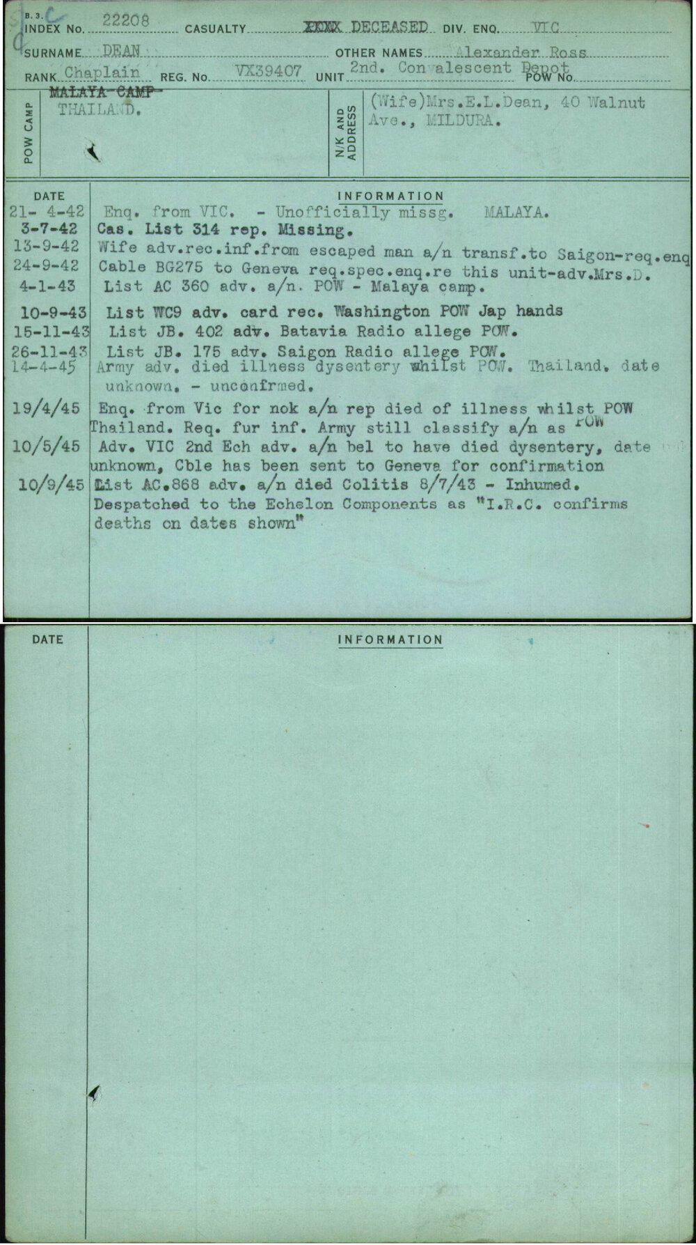 Dean, Alexander Ross, VX39407