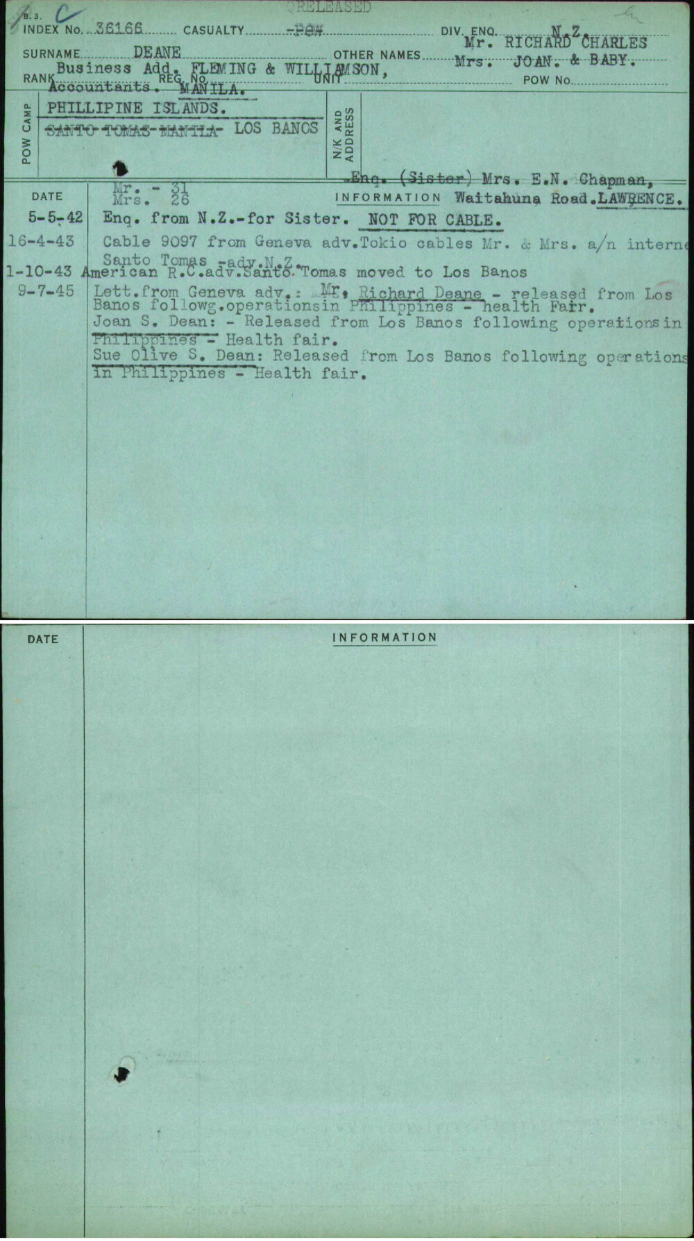 Deane, Mr Richard Charles Mrs Joan &amp; Baby, [No Service Number]