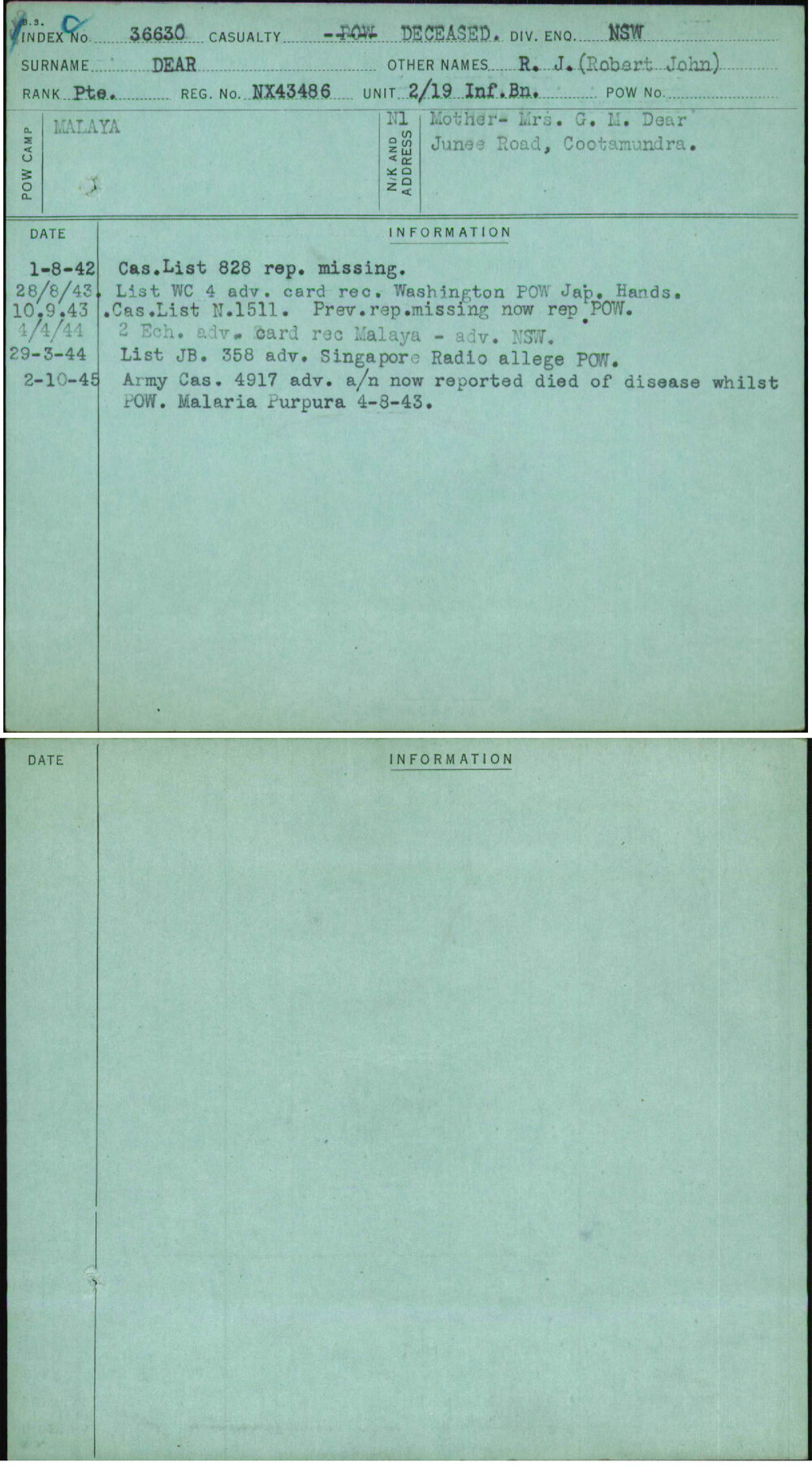 Dear, R J (Robert John), NX43486