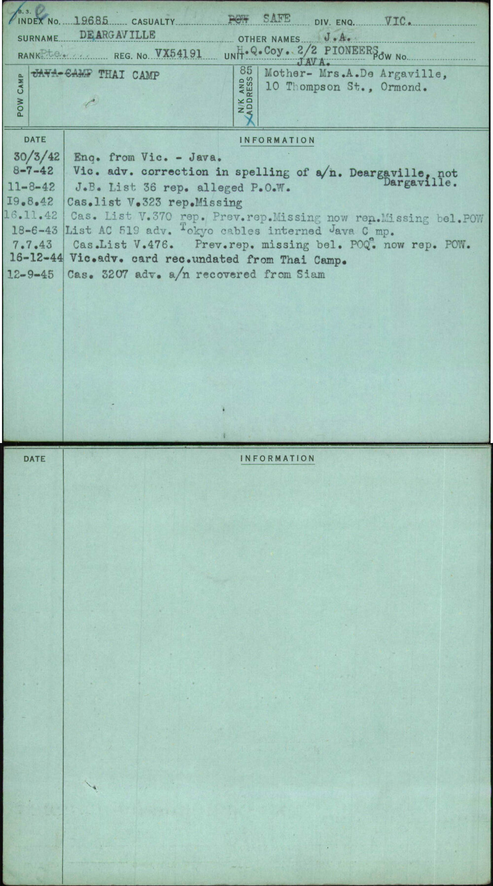 Deargaville, J A, VX54191