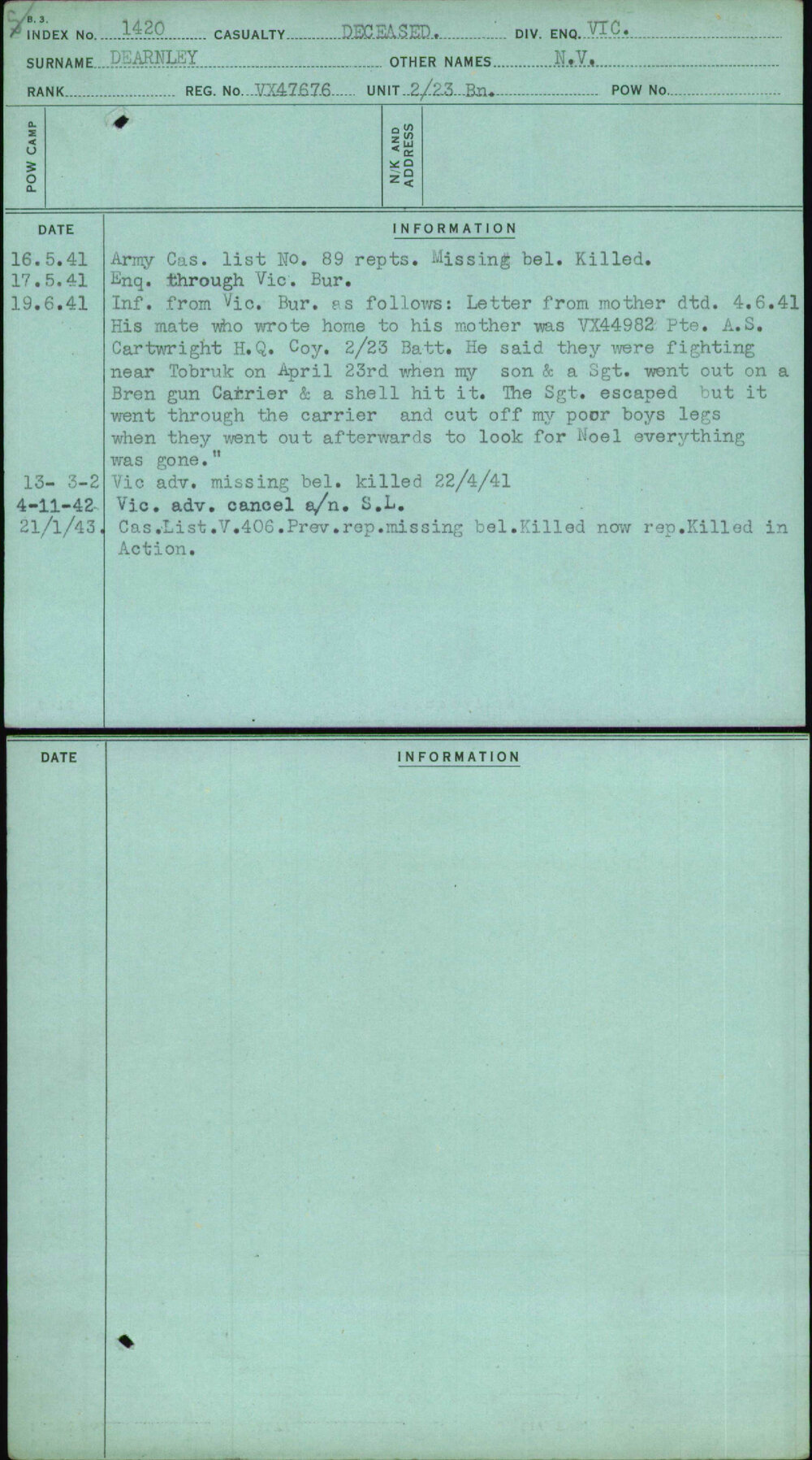 Dearnley, N V, VX47676