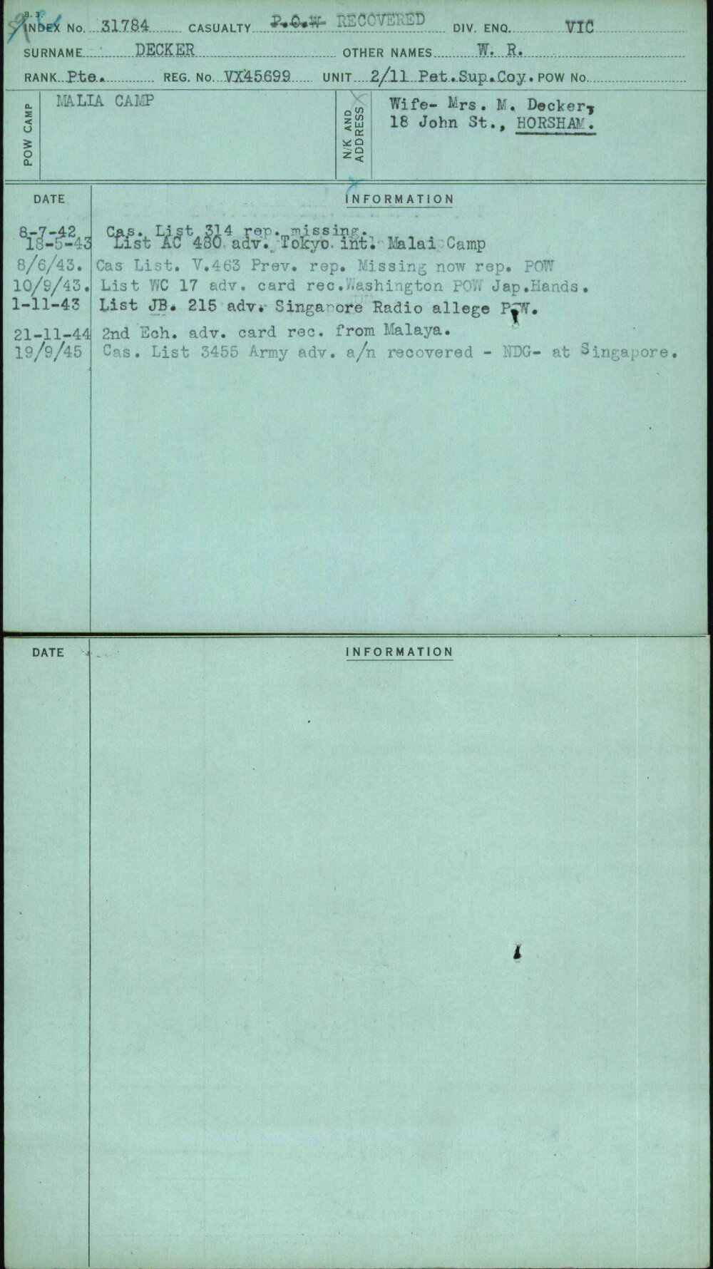 Decker, W R, VX45699