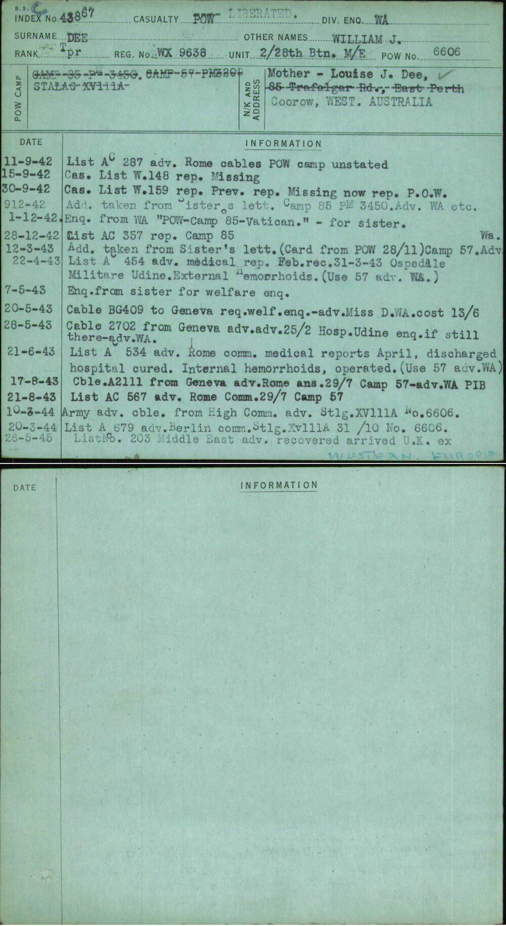 Dee, William J, WX9638