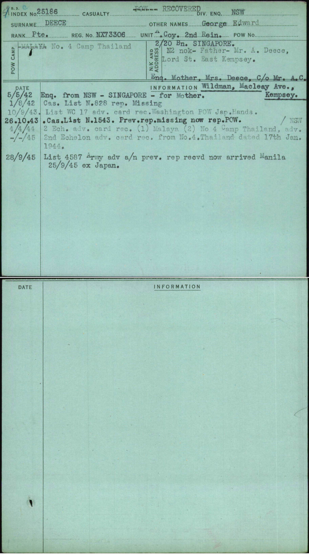 Deece, George Edward, NX73306