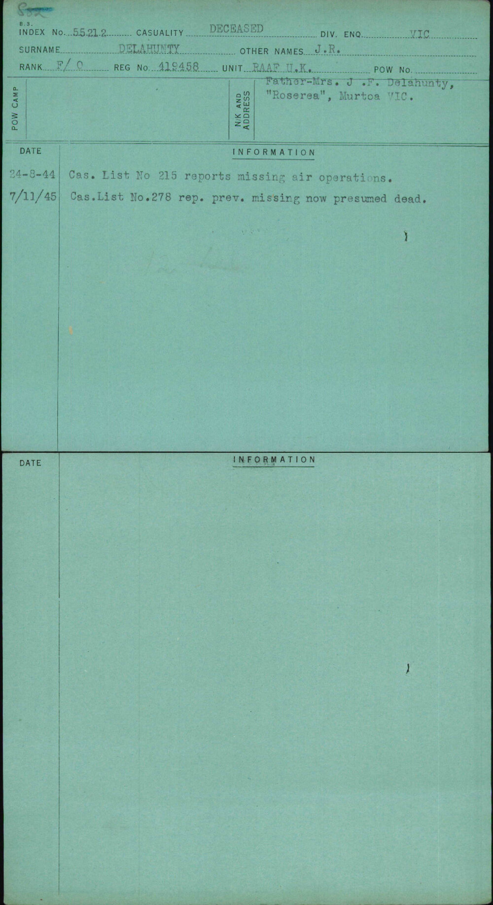 Delahunty, J R, 419458