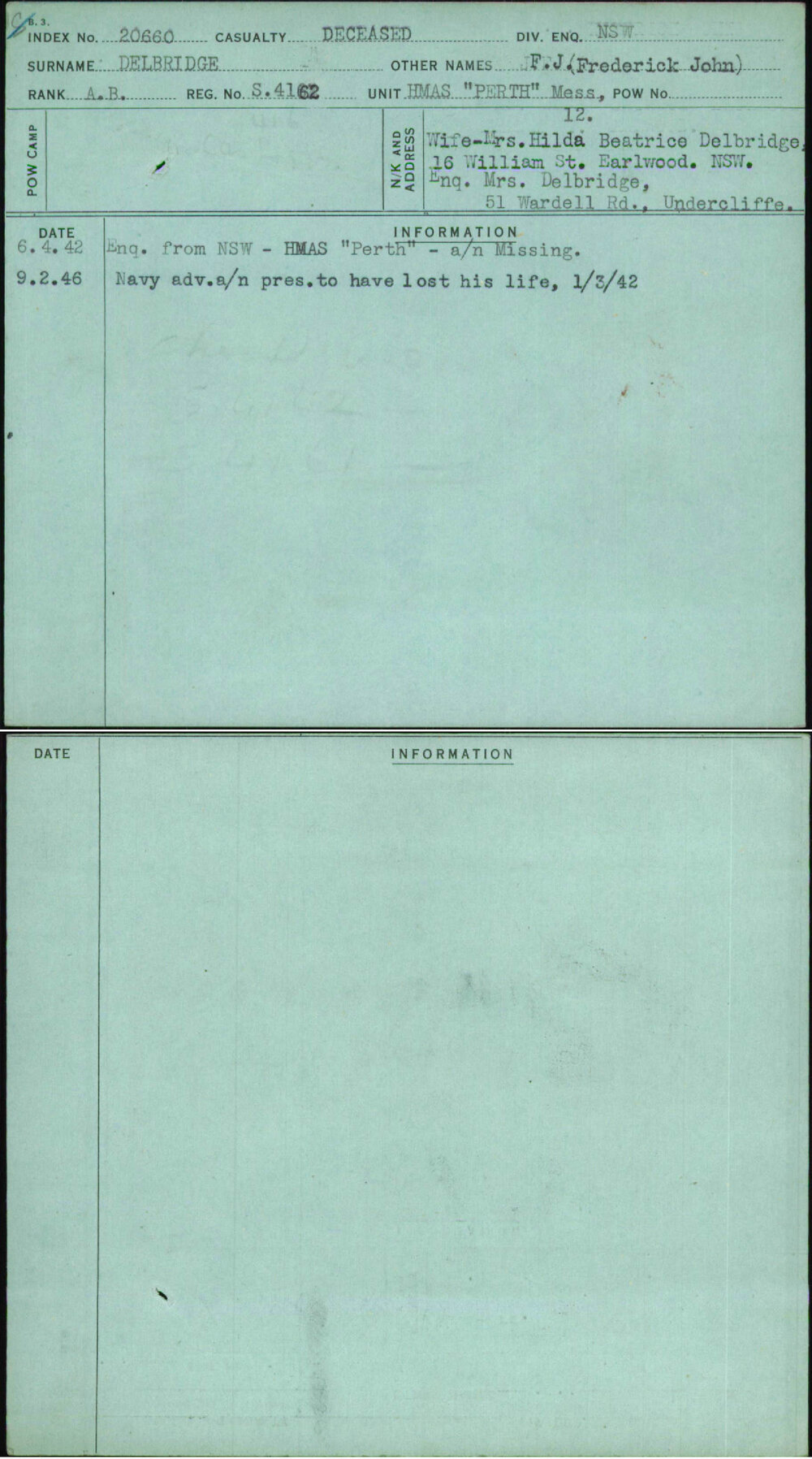 Delbridge, F J (Frederick John), S4162