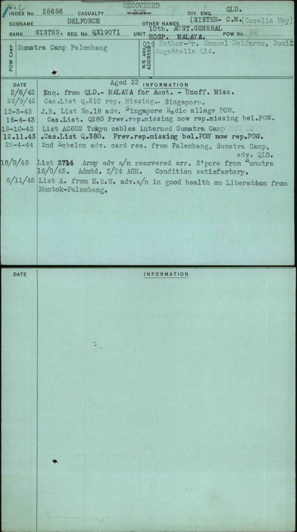 Delforce, Sister-C M (Cecelia May), QX19071