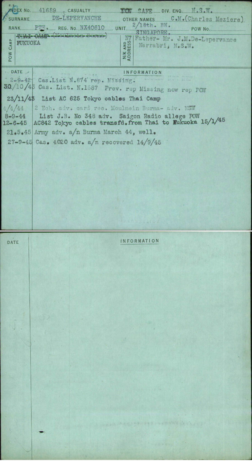 De-Lepervanche, C M (Charles Meziere), NX40610