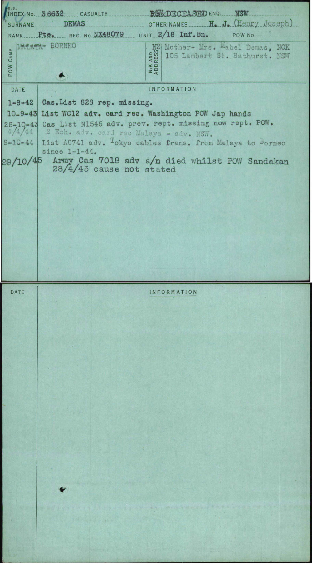 Demas, H J (Henry Joseph), NX48079