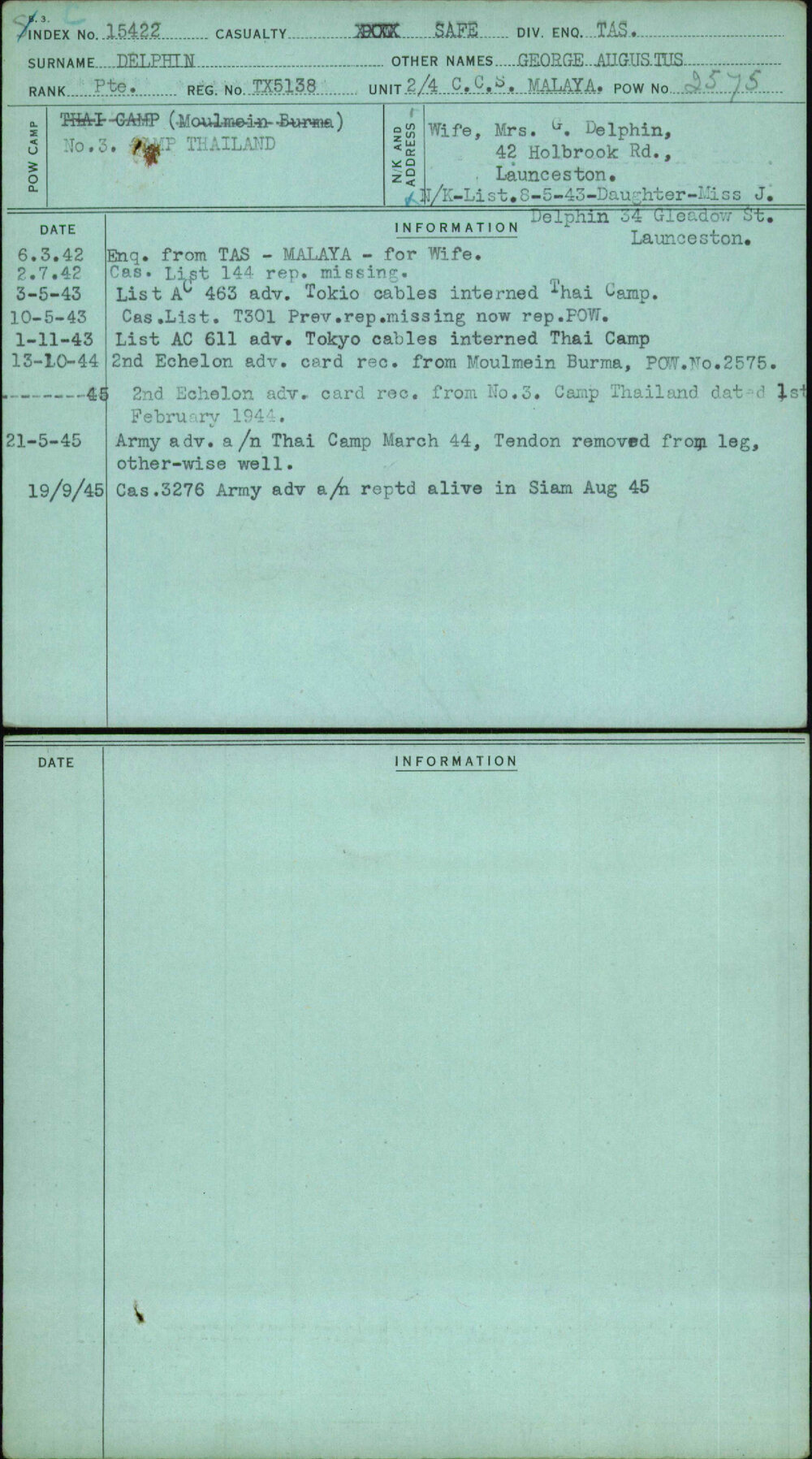 Delphin, George Augustus, TX5138